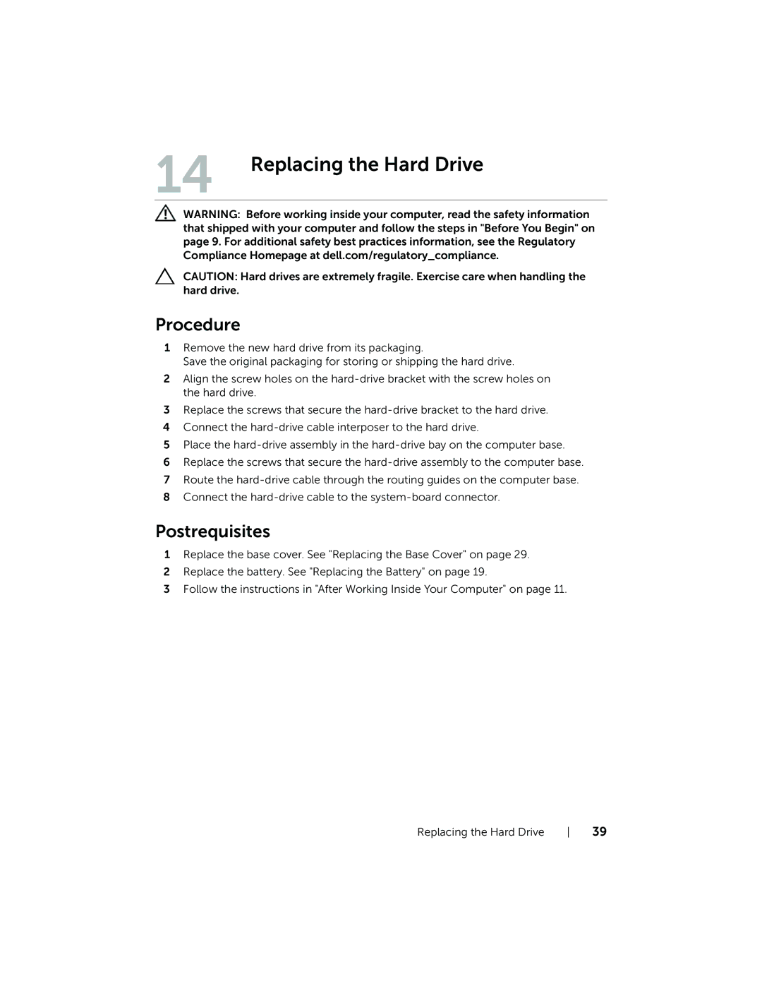 Dell 7420, 5420 owner manual Replacing the Hard Drive 