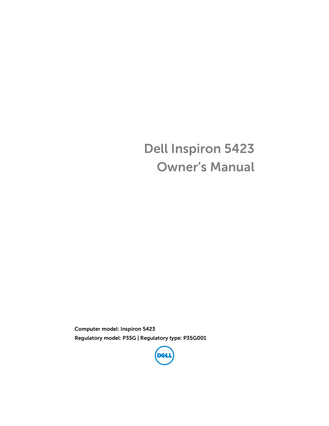 Dell 5423 owner manual Dell Inspiron 