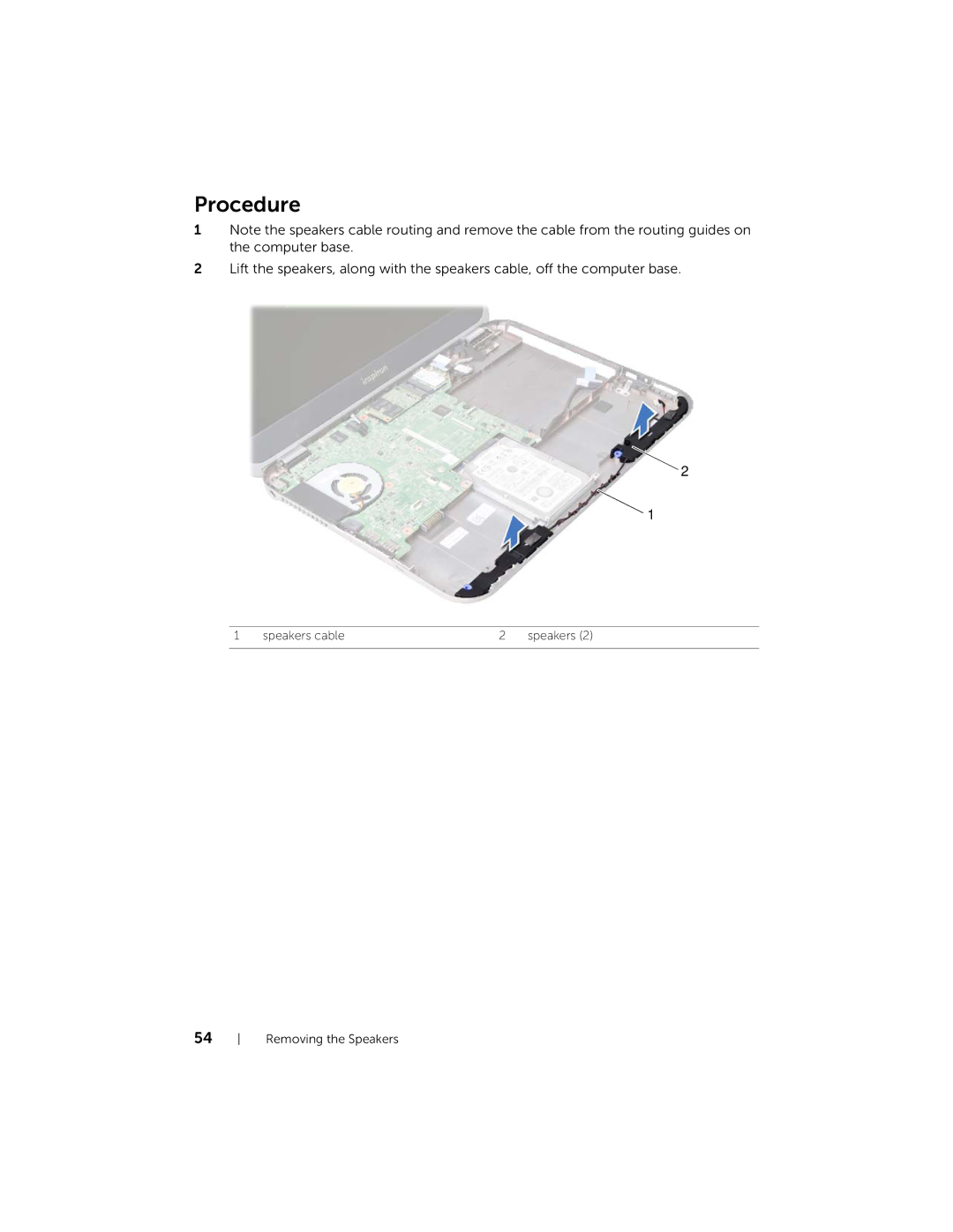 Dell 5423 owner manual Speakers cable Removing the Speakers 