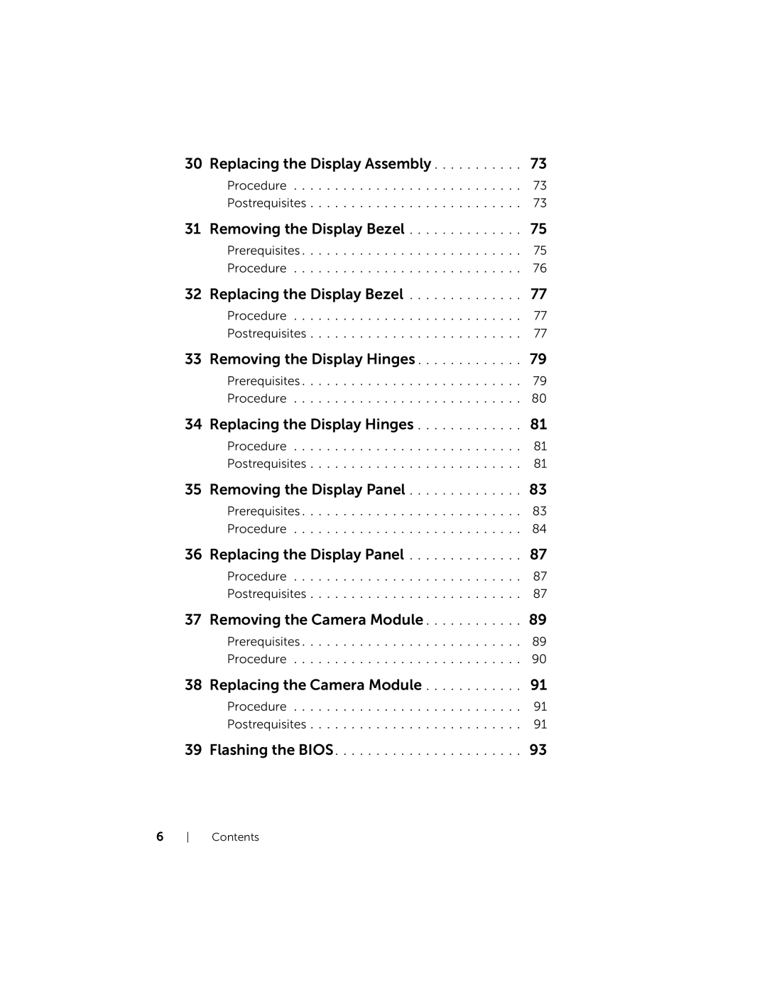 Dell 5423 owner manual Replacing the Display Assembly 