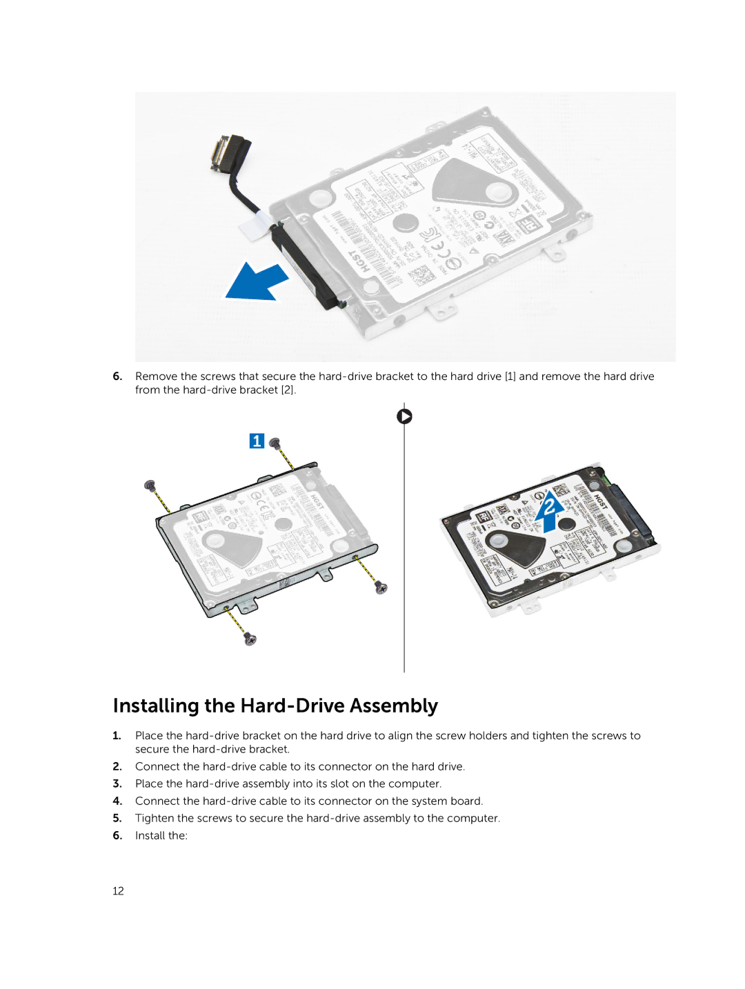 Dell E5450 owner manual Installing the Hard-Drive Assembly 