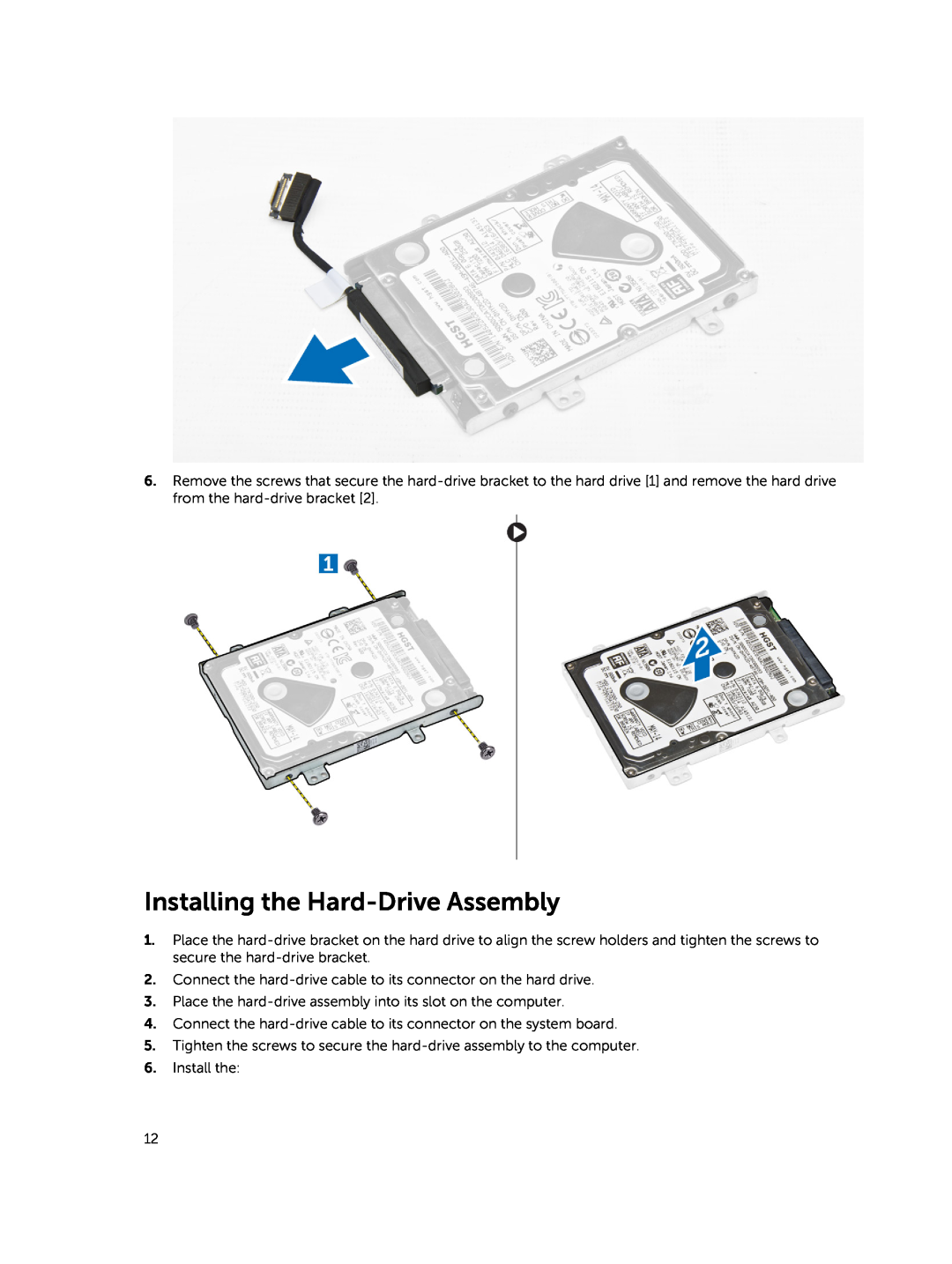 Dell E5450 owner manual Installing the Hard-Drive Assembly 