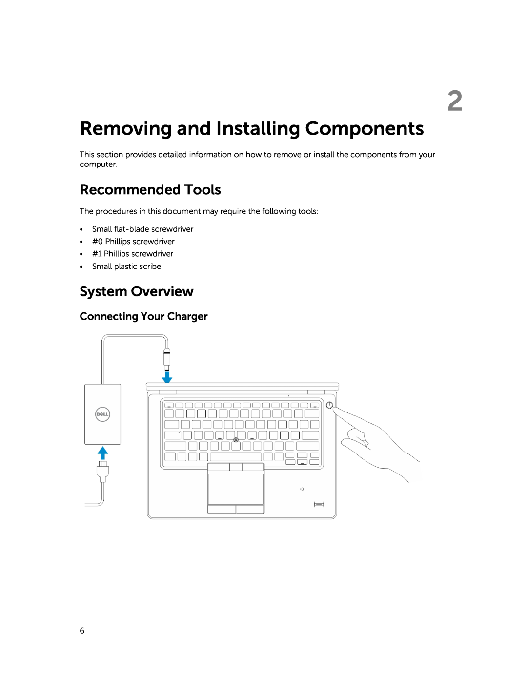 Dell E5450 owner manual Removing and Installing Components, Recommended Tools, System Overview, Connecting Your Charger 