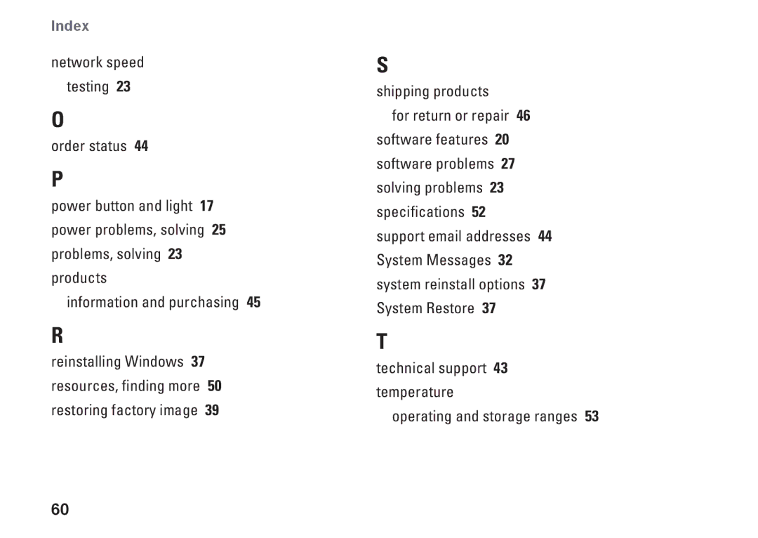 Dell 535s, 545s, 537s, 546s, F957N setup guide Index 