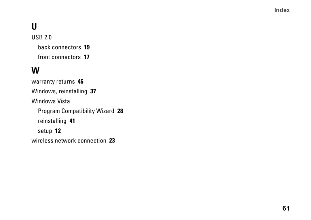 Dell 546s, 545s, 537s, 535s, F957N setup guide Index 