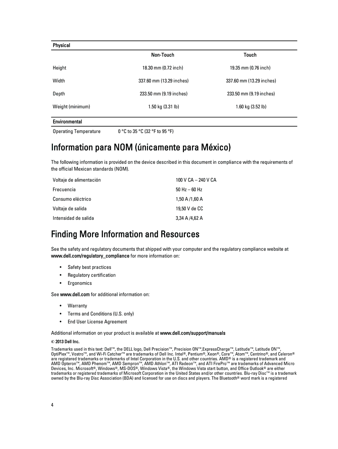 Dell 5470 manual Information para NOM únicamente para México, Finding More Information and Resources 