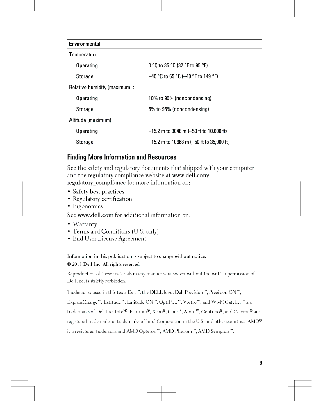 Dell E5520M, E5420M manual Finding More Information and Resources, Environmental 