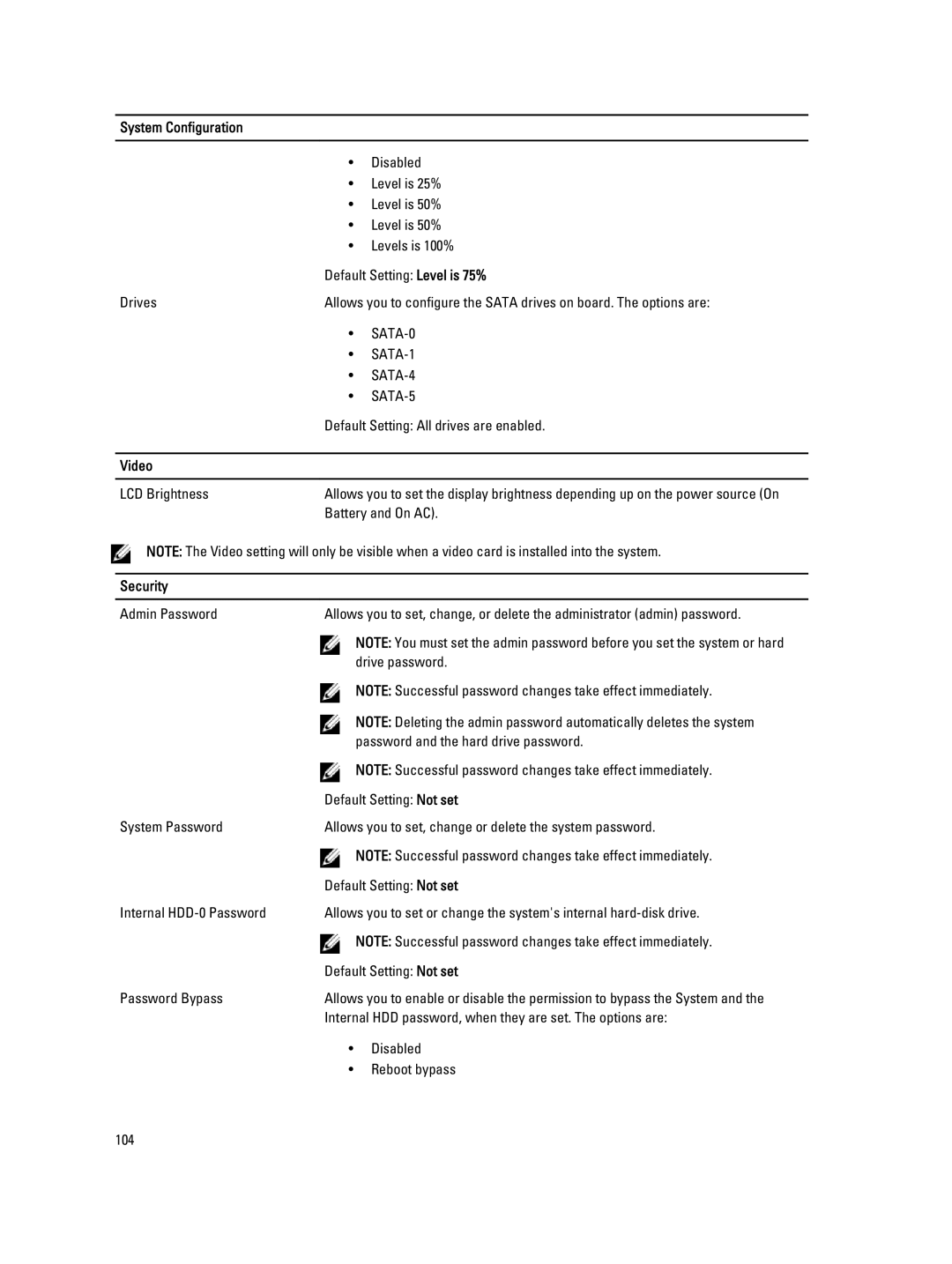 Dell E5520M owner manual Video, Security 