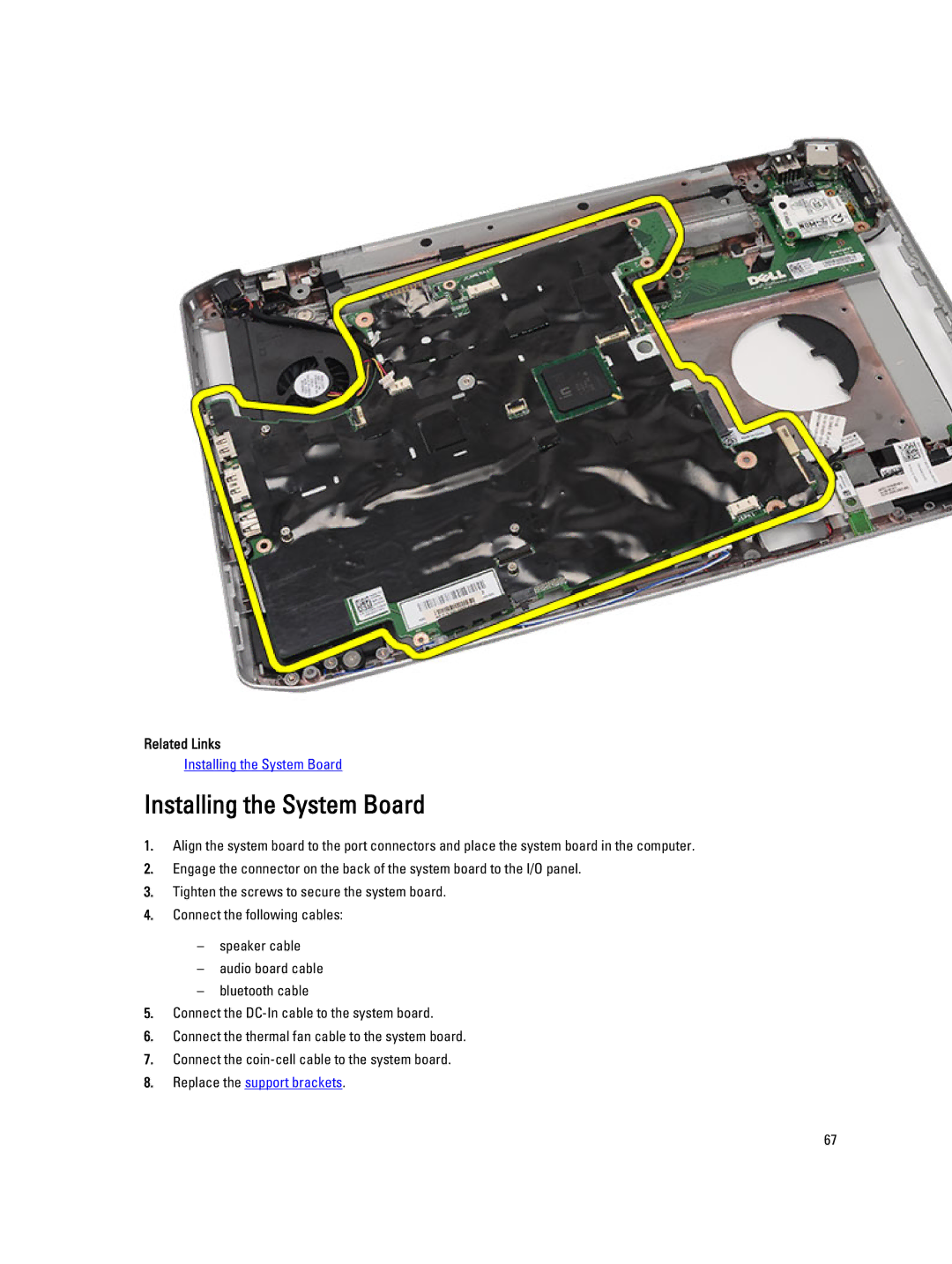 Dell E5520M owner manual Installing the System Board, Related Links 