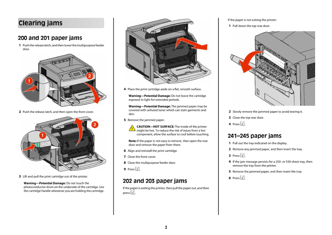 Dell 5530dn manual Clearing jams, paper jams, Paper jams 