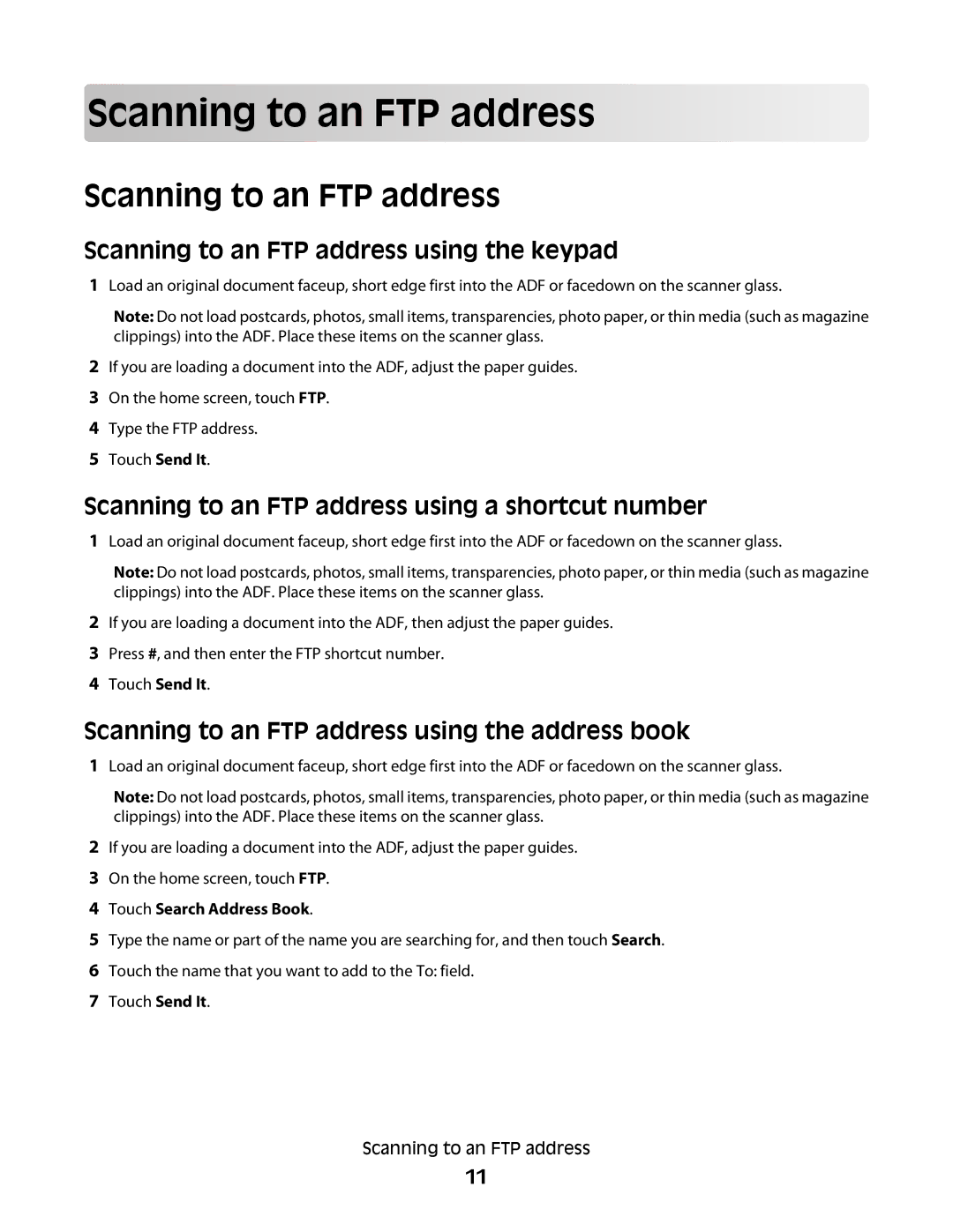 Dell 5535dn manual Scan ning to an FT P a d dress, Scanning to an FTP address using the keypad 