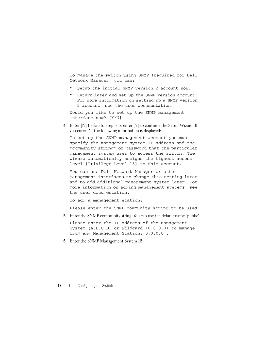 Dell 5524P, 5548P manual Enter the Snmp Management System IP 