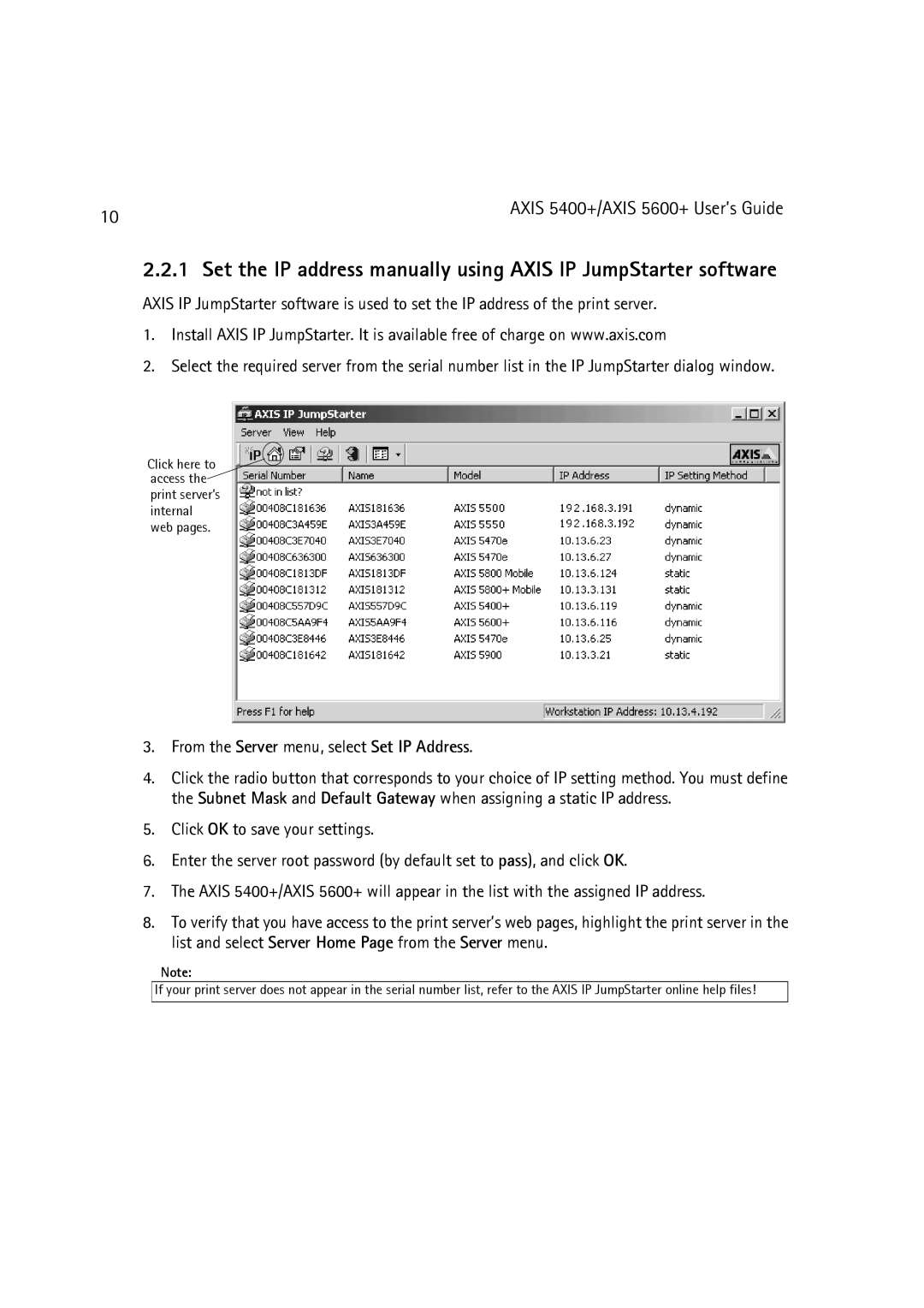 Dell 5600+, 5400+ manual From the Server menu, select Set IP Address 