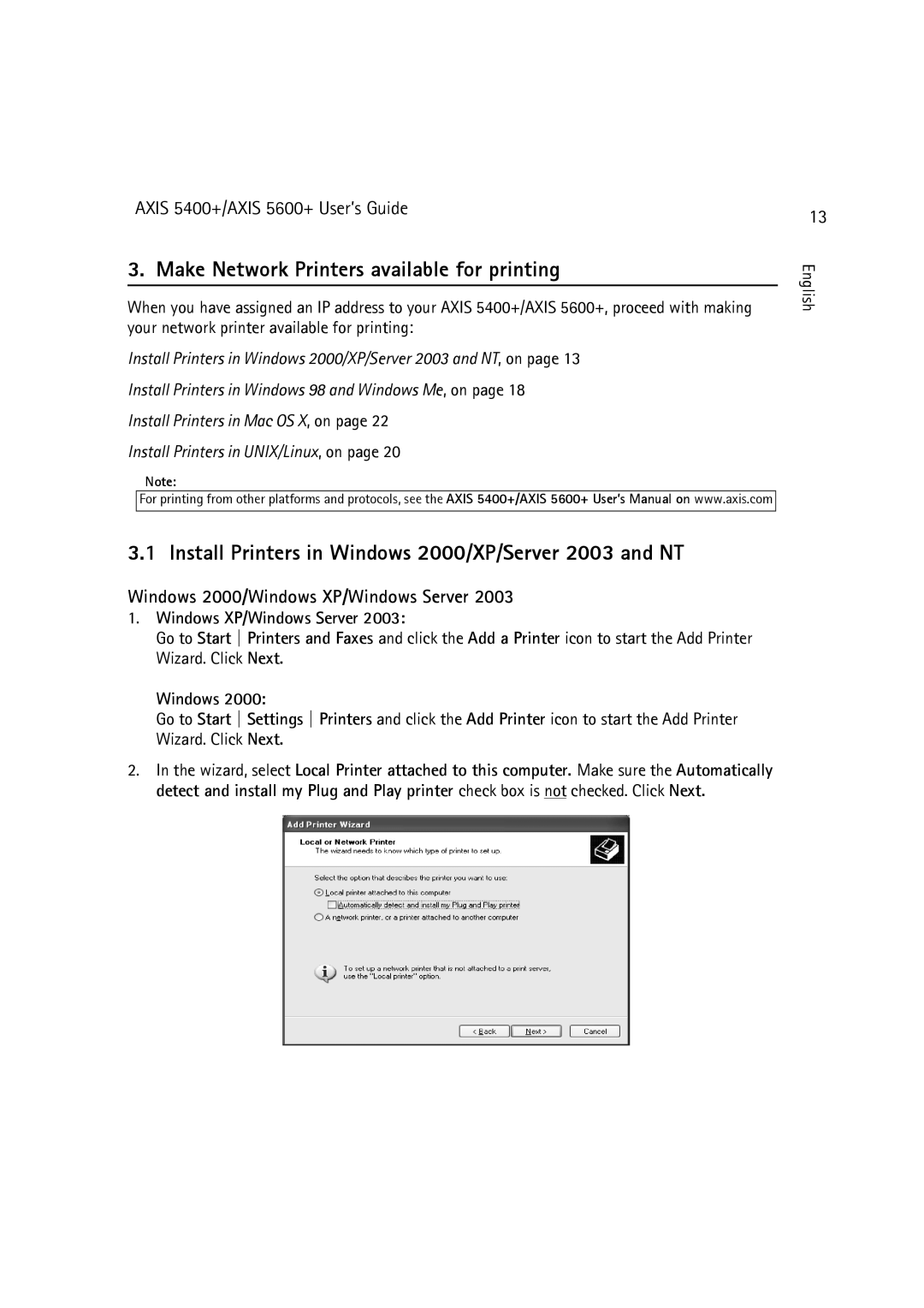 Dell 5400+, 5600+ Make Network Printers available for printing, Install Printers in Windows 2000/XP/Server 2003 and NT 