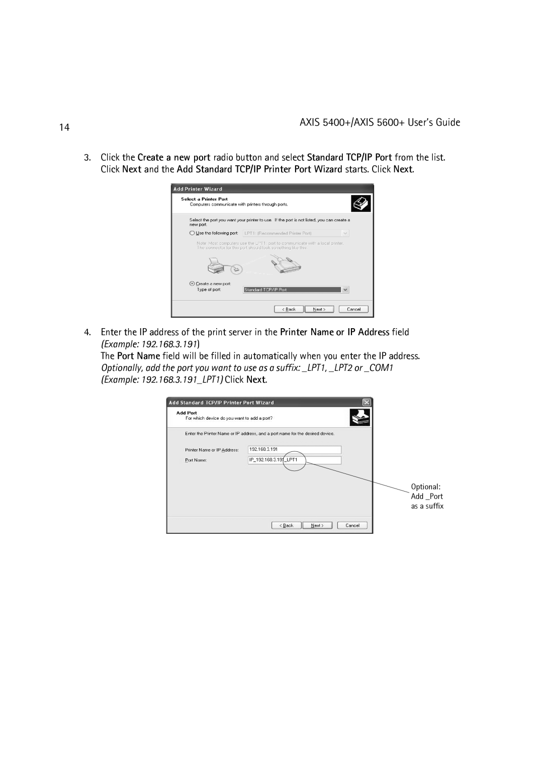 Dell 5600+, 5400+ manual Optional Add Port as a suffix 