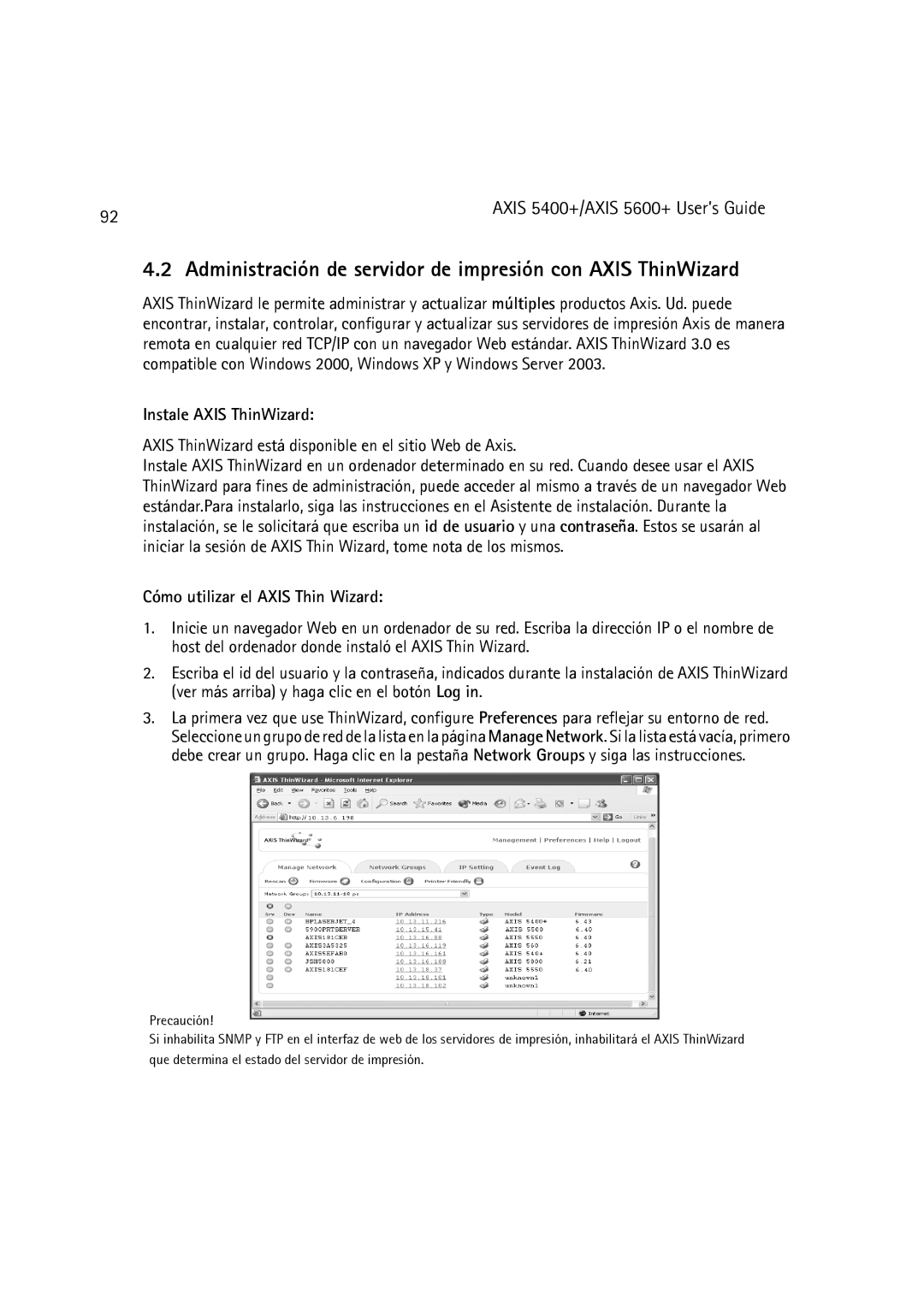 Dell 5600+, 5400+ manual Instale Axis ThinWizard, Axis ThinWizard está disponible en el sitio Web de Axis 