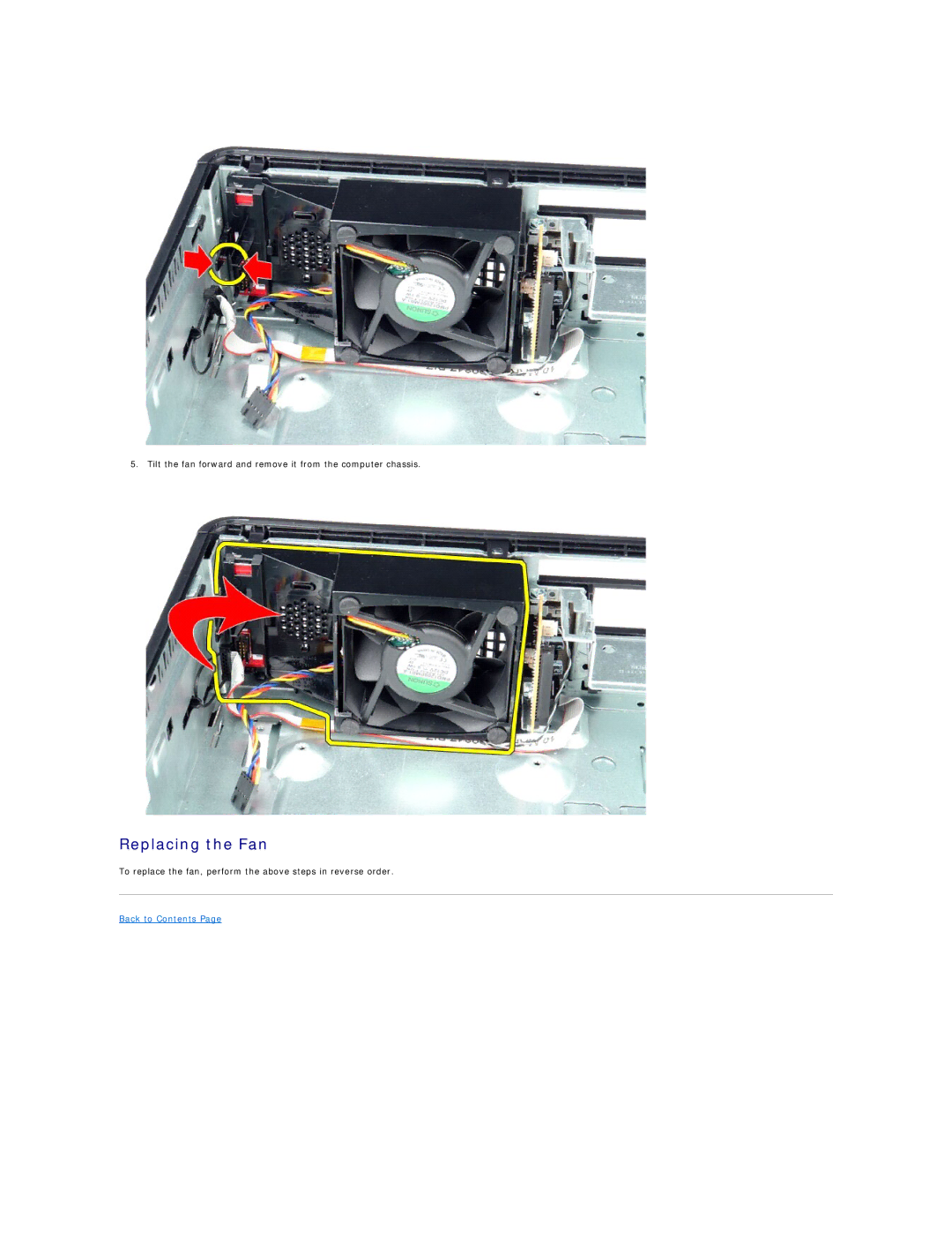 Dell 580 specifications Replacing the Fan 