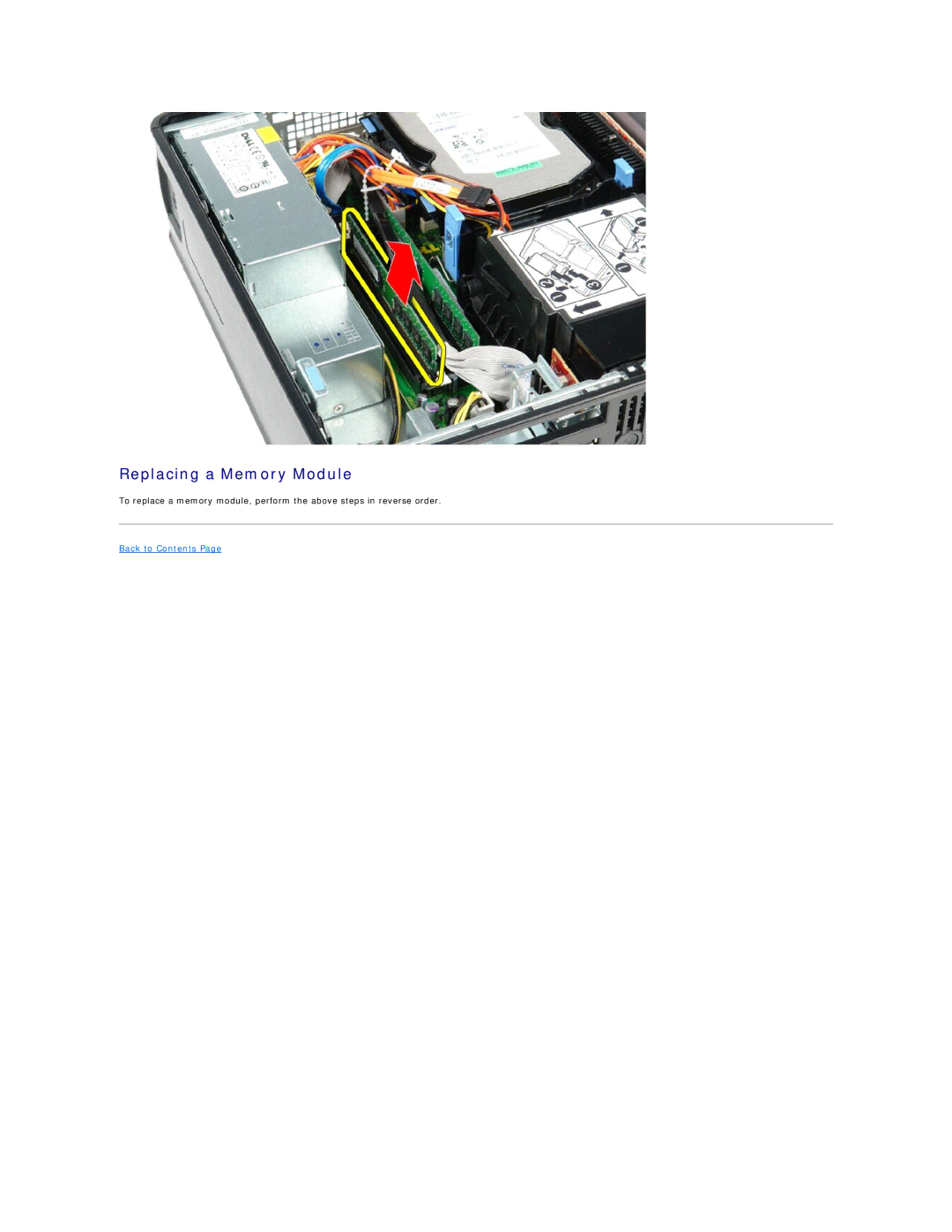 Dell 580 specifications Replacing a Memory Module 