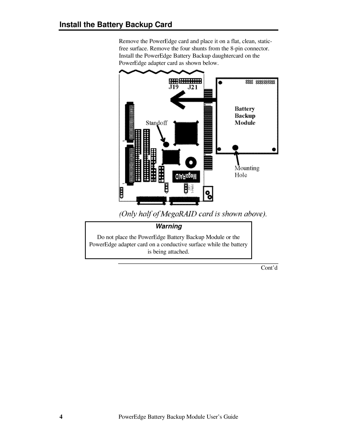 Dell 58296 manual Install the Battery Backup Card 