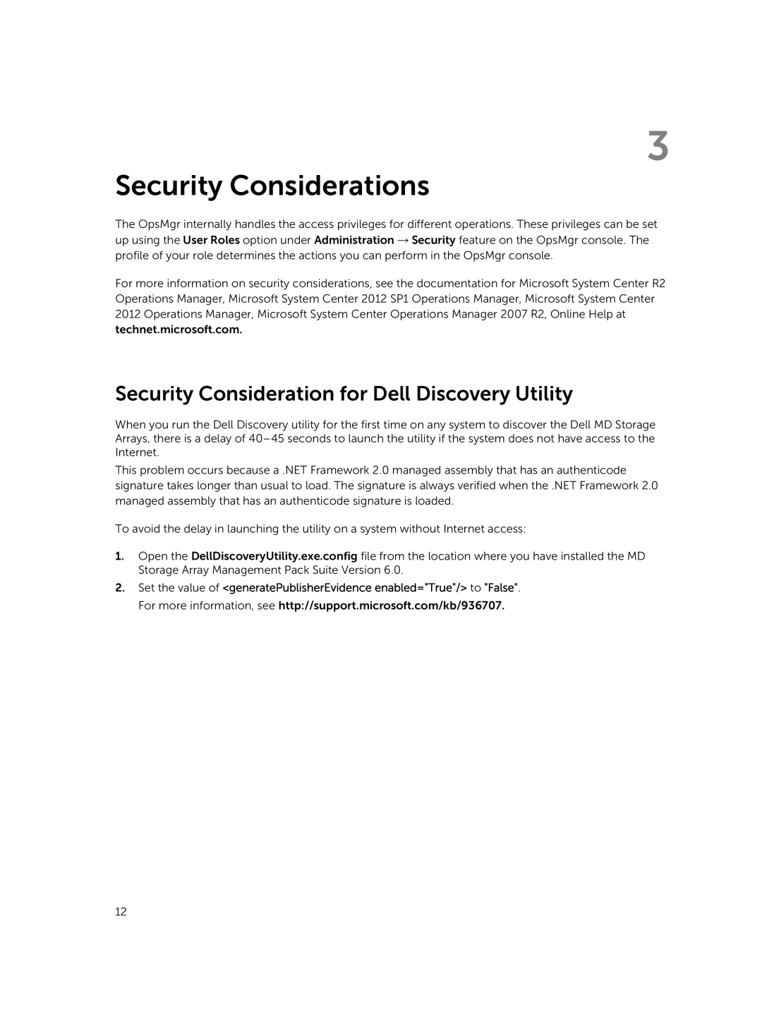 Dell 6 manual Security Considerations, Security Consideration for Dell Discovery Utility 