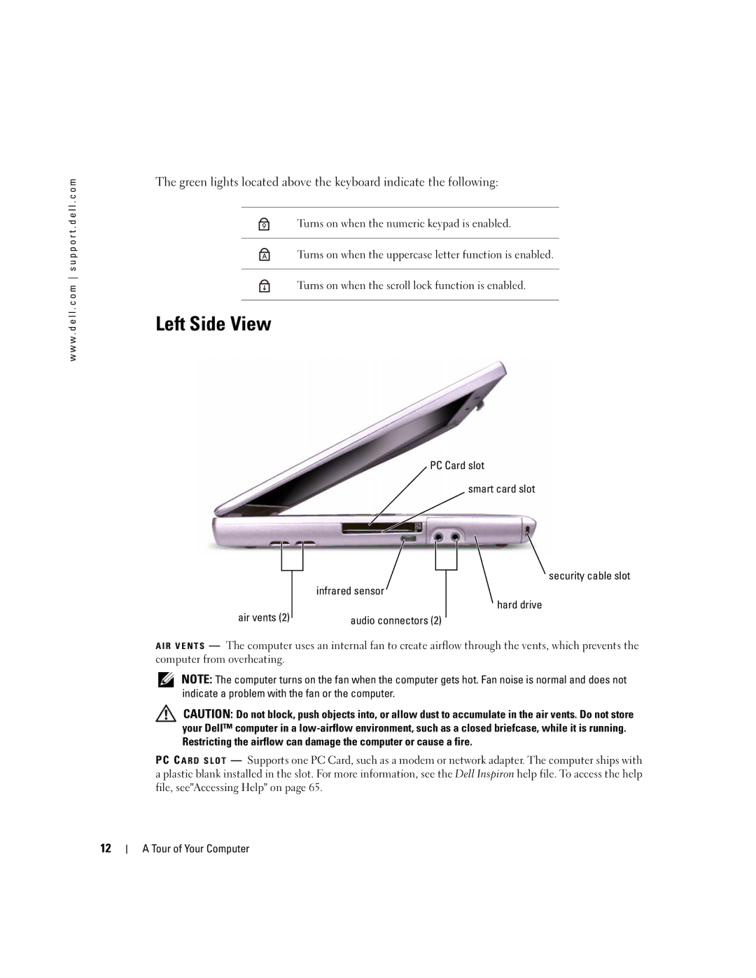 Dell 600m, PP05L owner manual Left Side View 