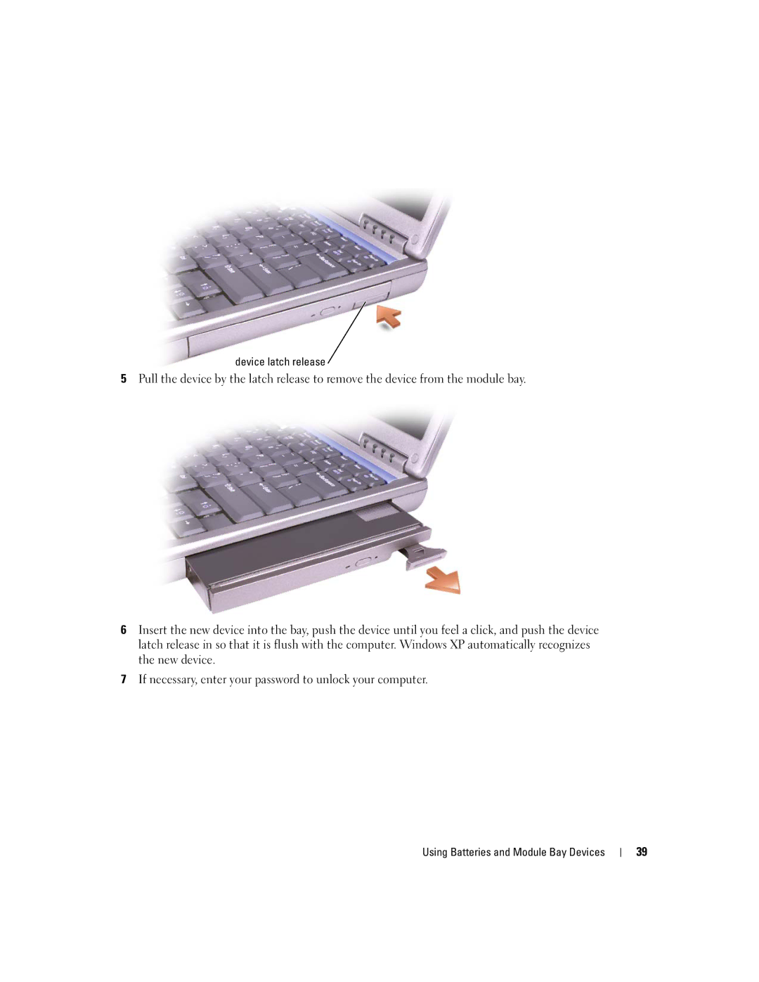 Dell PP05L, 600m owner manual Device latch release 