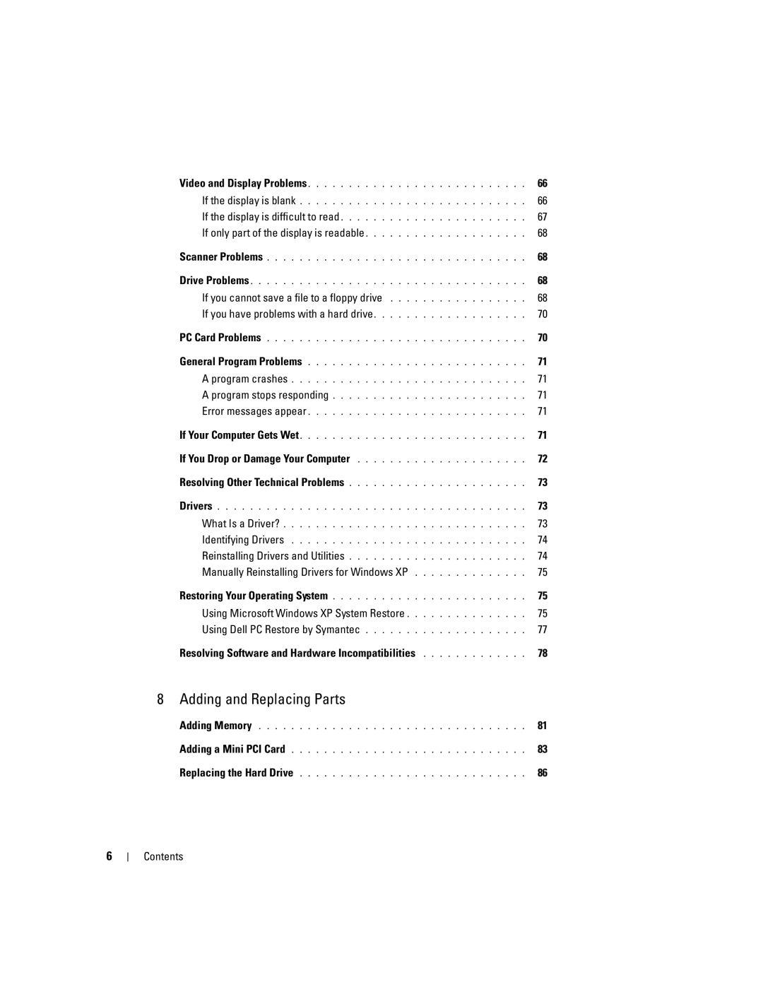 Dell 600m, PP05L owner manual If only part of the display is readable, Manually Reinstalling Drivers for Windows XP 