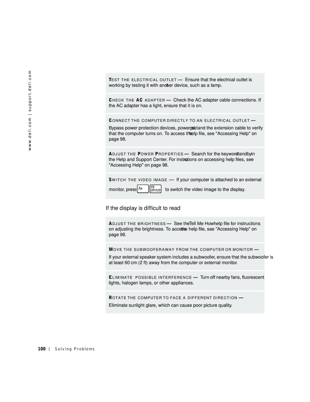 Dell 600m owner manual If the display is difficult to read, Solving Problems 