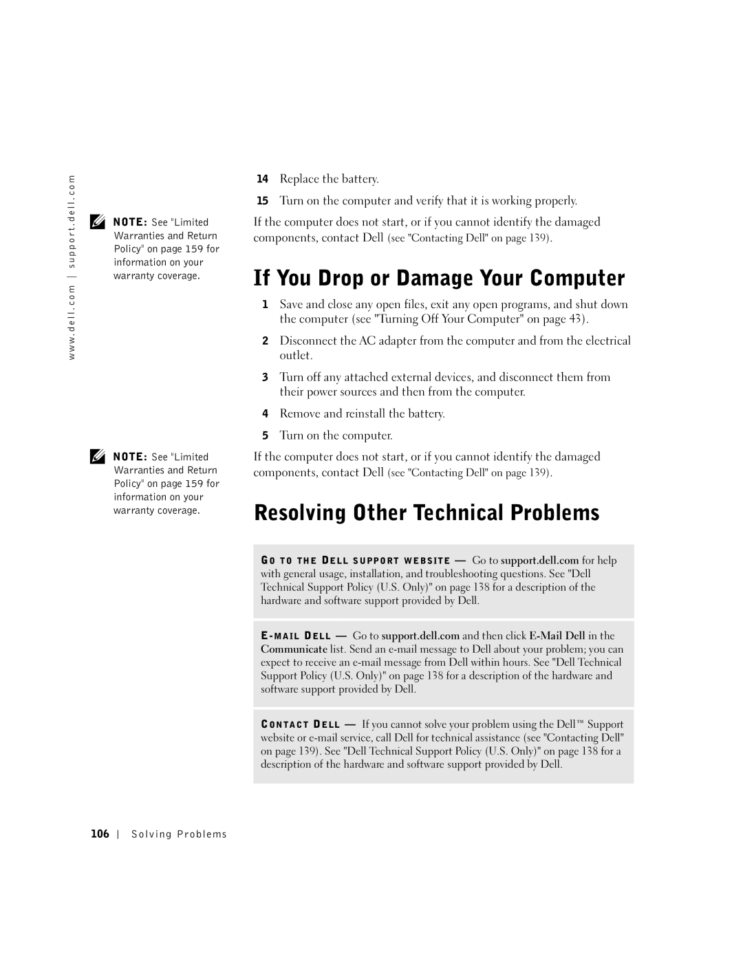 Dell 600m owner manual If You Drop or Damage Your Computer, Resolving Other Technical Problems, Solving Problems 