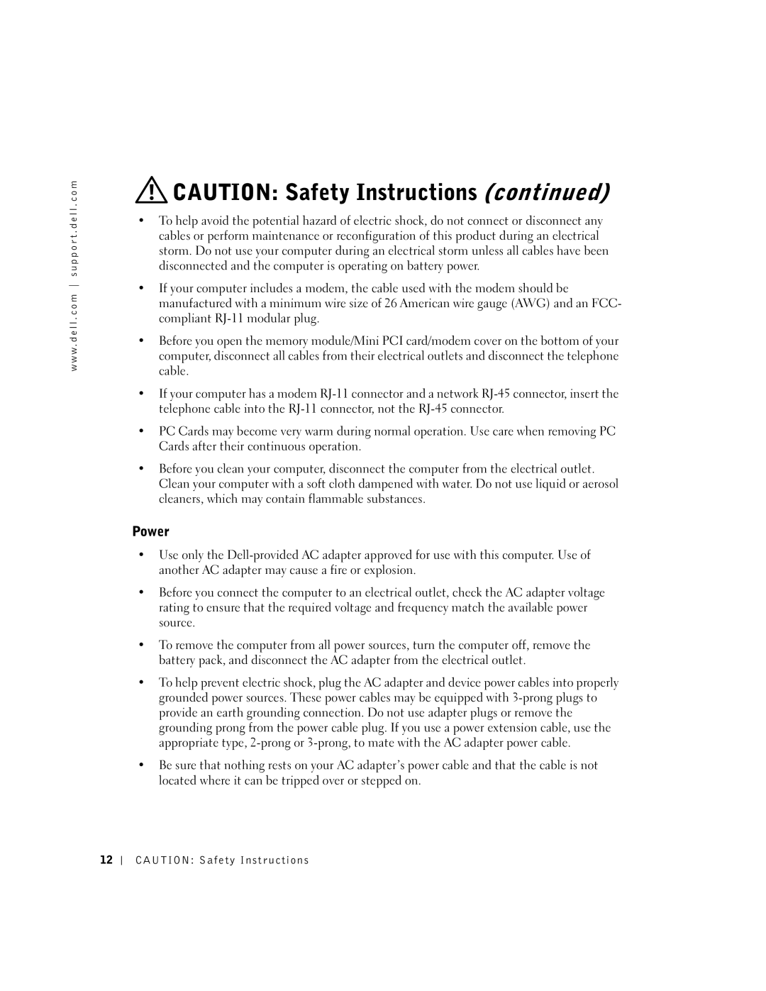 Dell 600m owner manual Power 