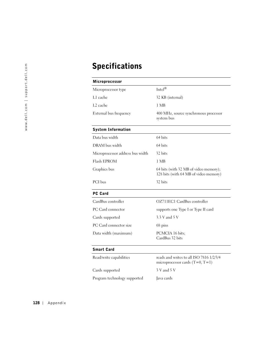 Dell 600m owner manual Specifications 