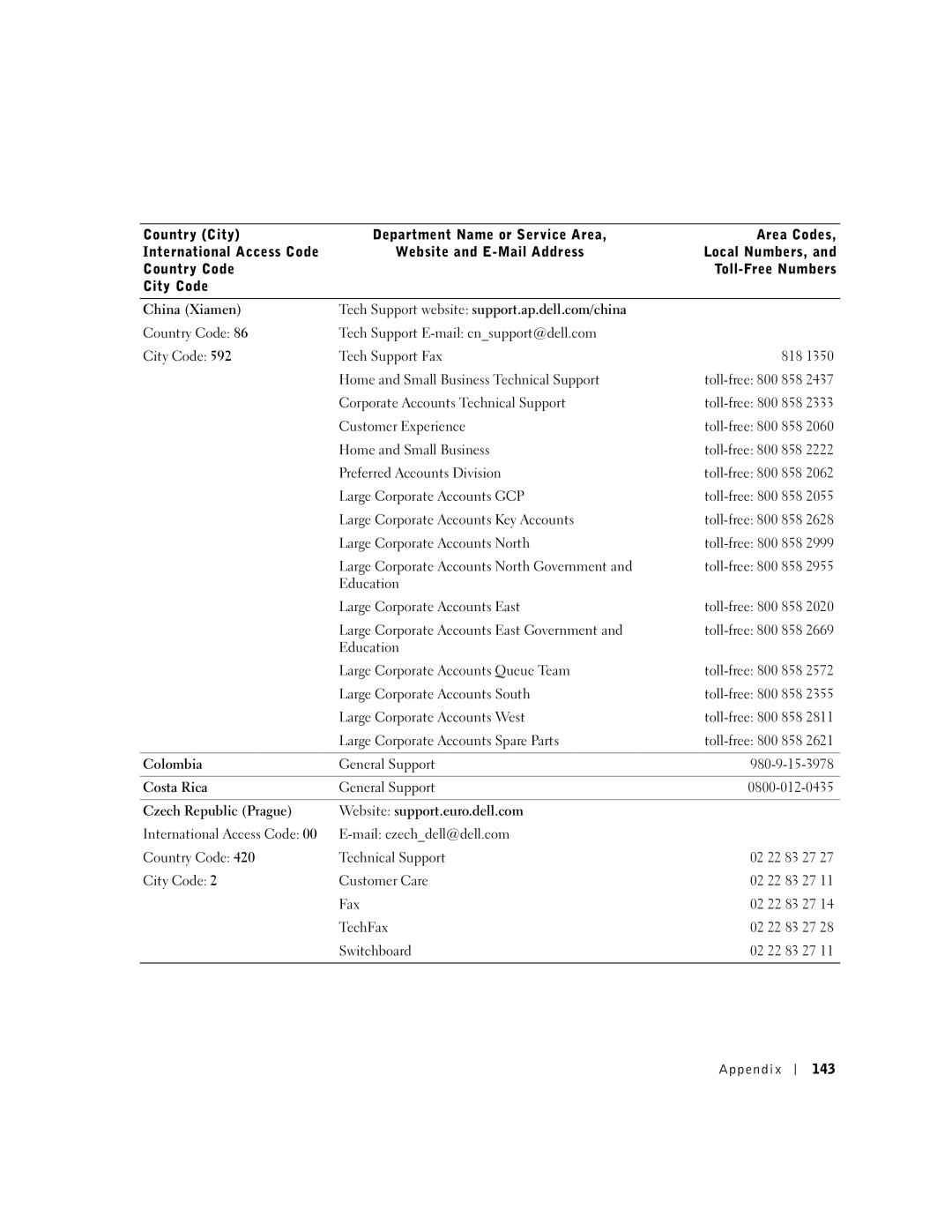 Dell 600m owner manual Appendix 143 