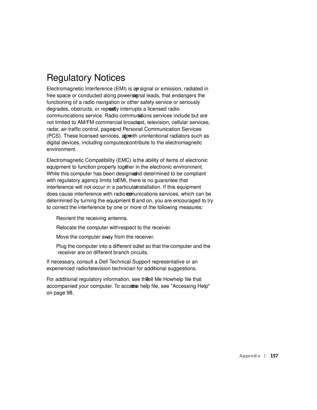 Dell 600m owner manual Regulatory Notices, Appendix 157 