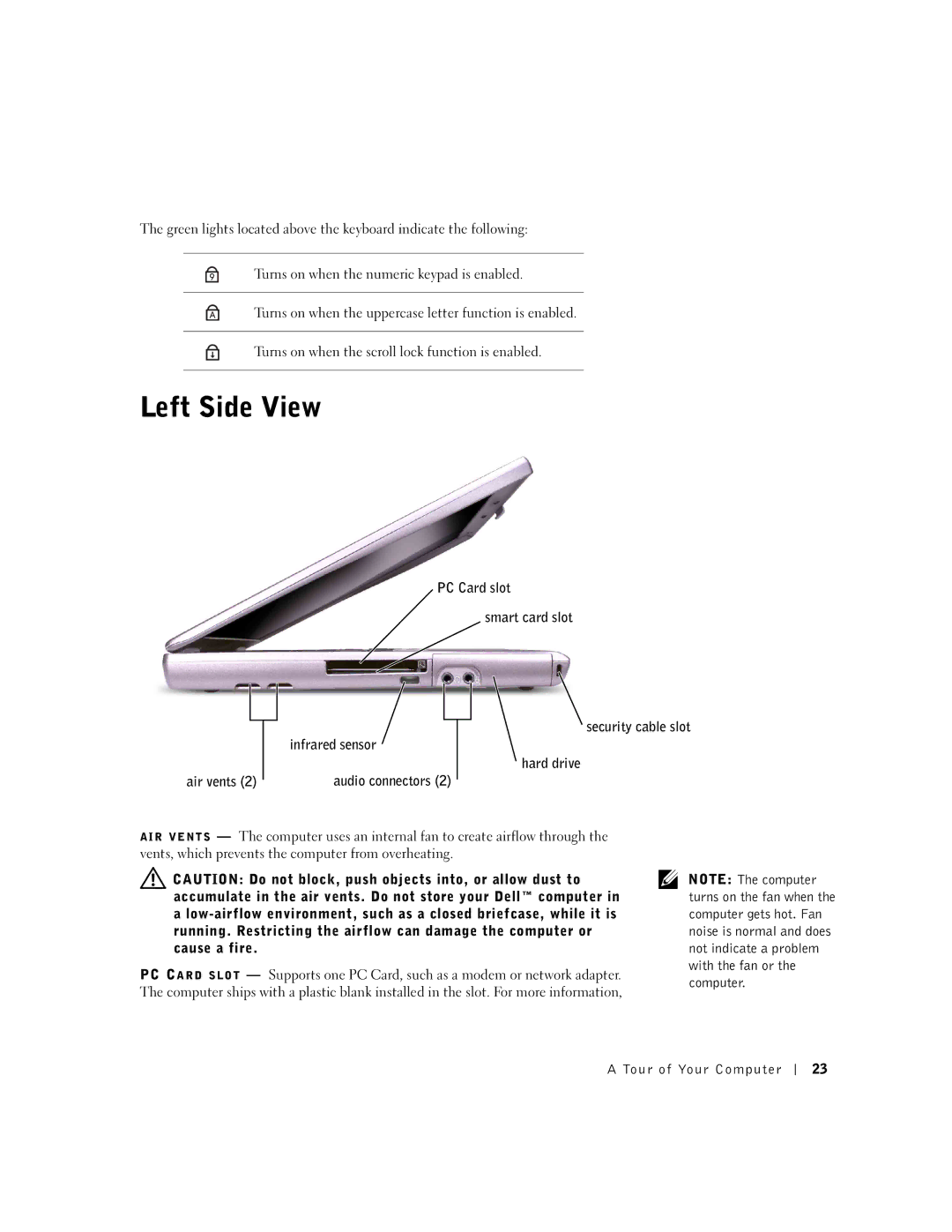 Dell 600m owner manual Left Side View 