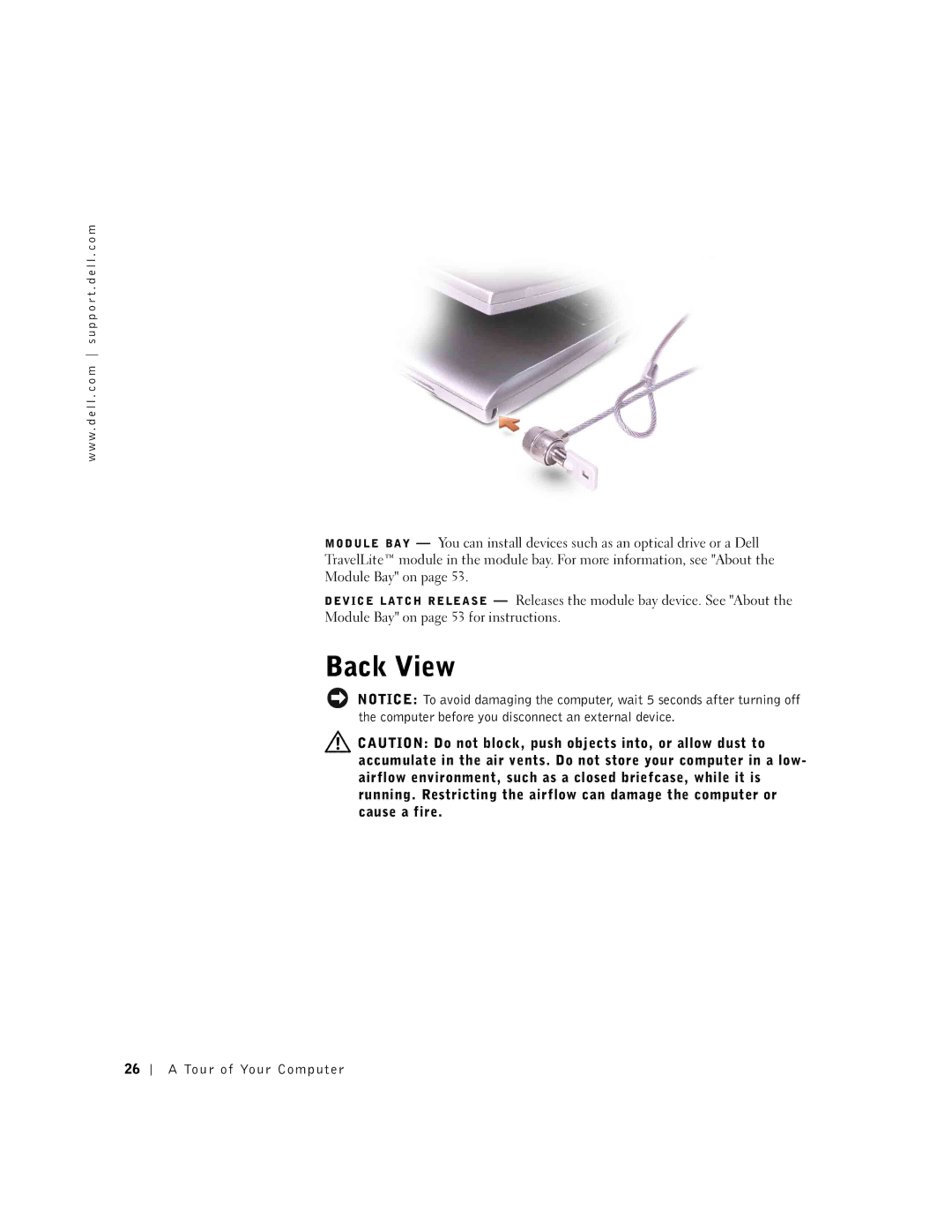 Dell 600m owner manual Back View 