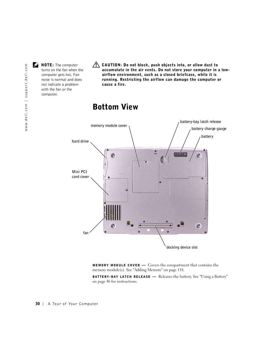 Dell 600m owner manual Bottom View 