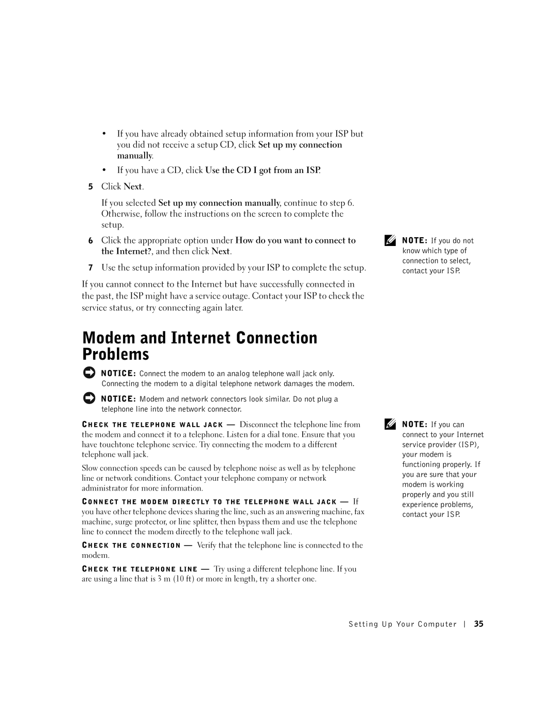 Dell 600m owner manual Modem and Internet Connection Problems 