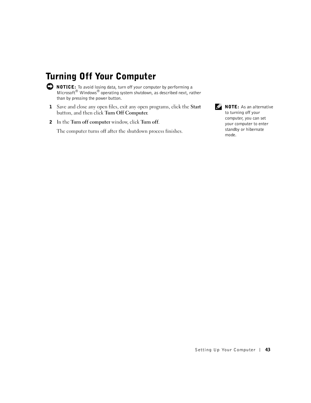 Dell 600m owner manual Turning Off Your Computer 