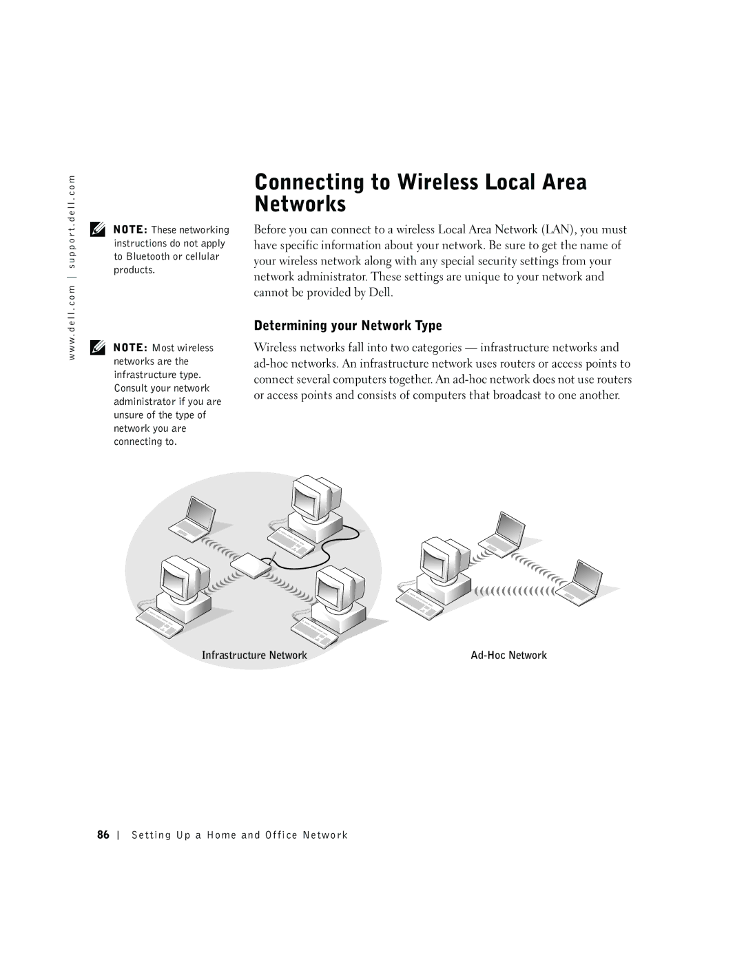 Dell 600m owner manual Connecting to Wireless Local Area Networks, Determining your Network Type 