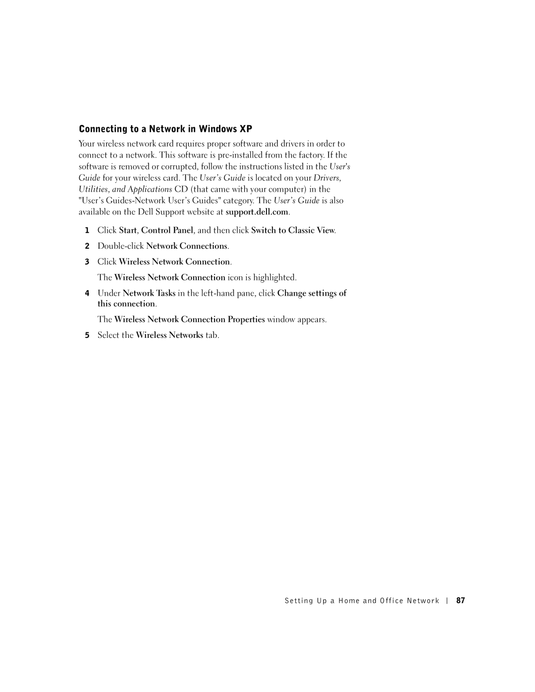 Dell 600m owner manual Connecting to a Network in Windows XP 