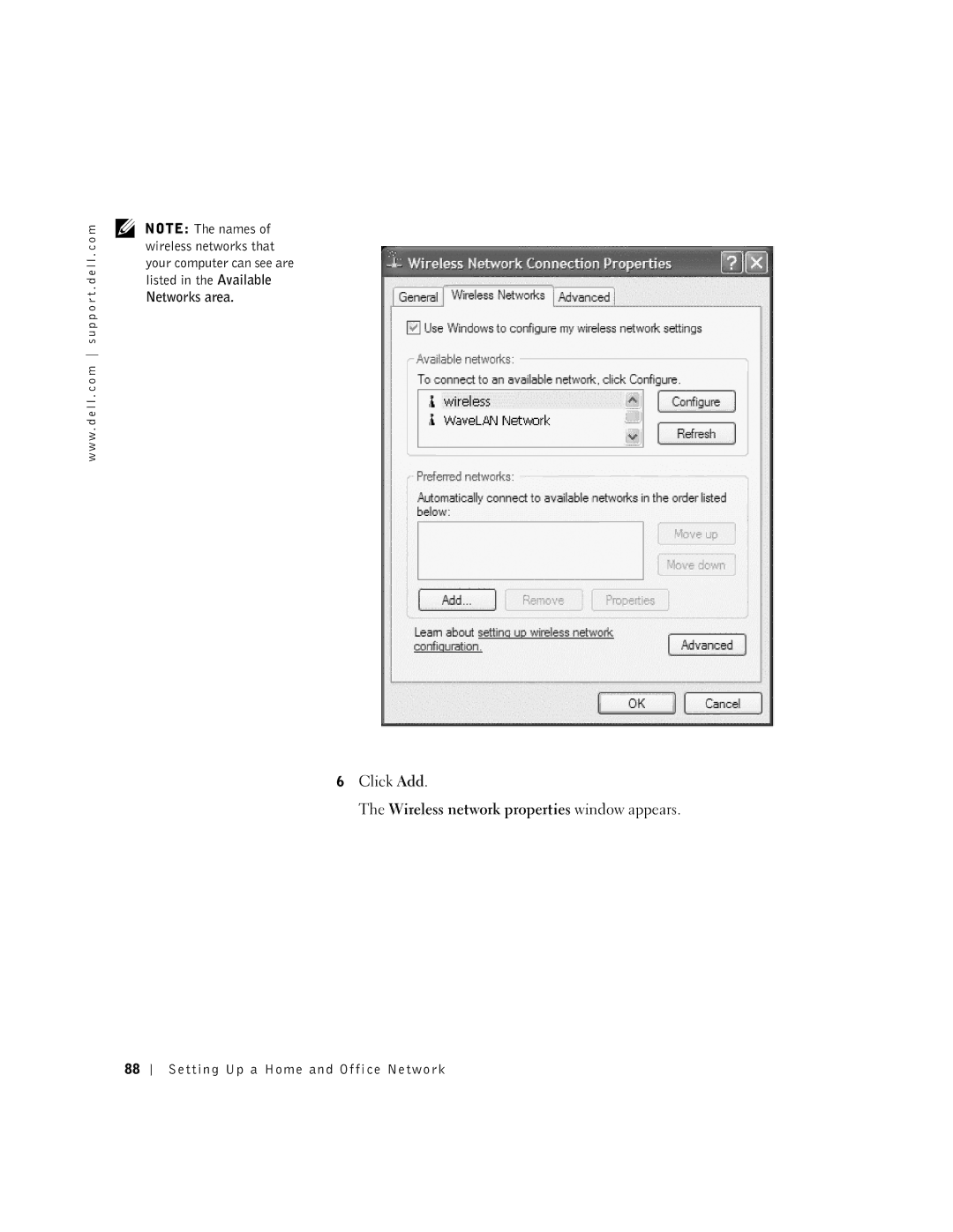 Dell 600m owner manual Click Add 