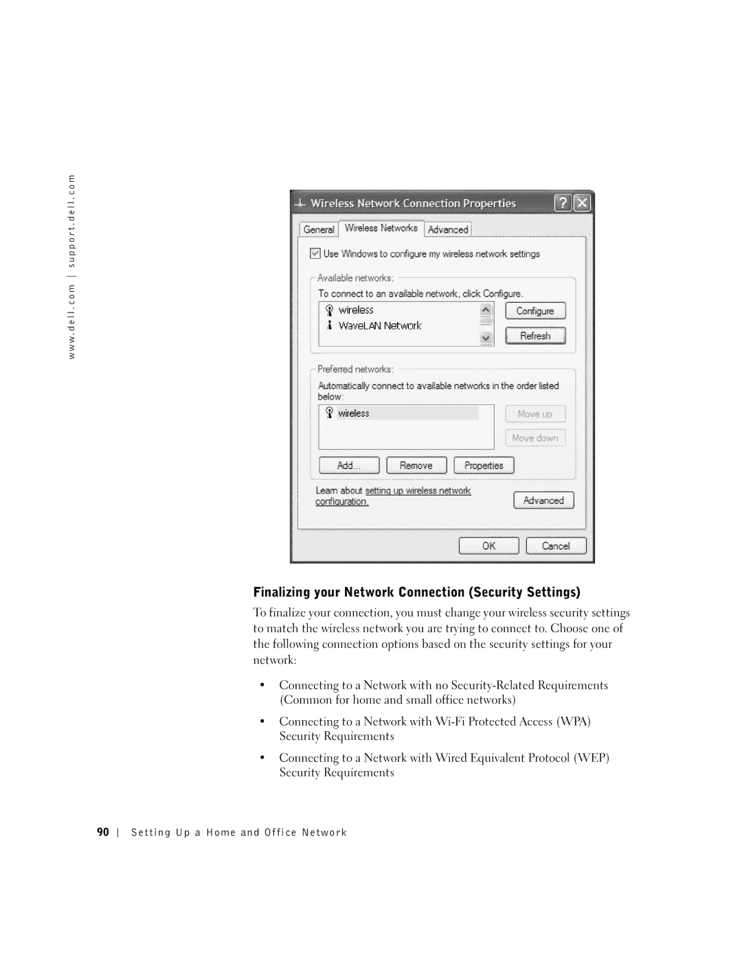 Dell 600m owner manual Finalizing your Network Connection Security Settings 