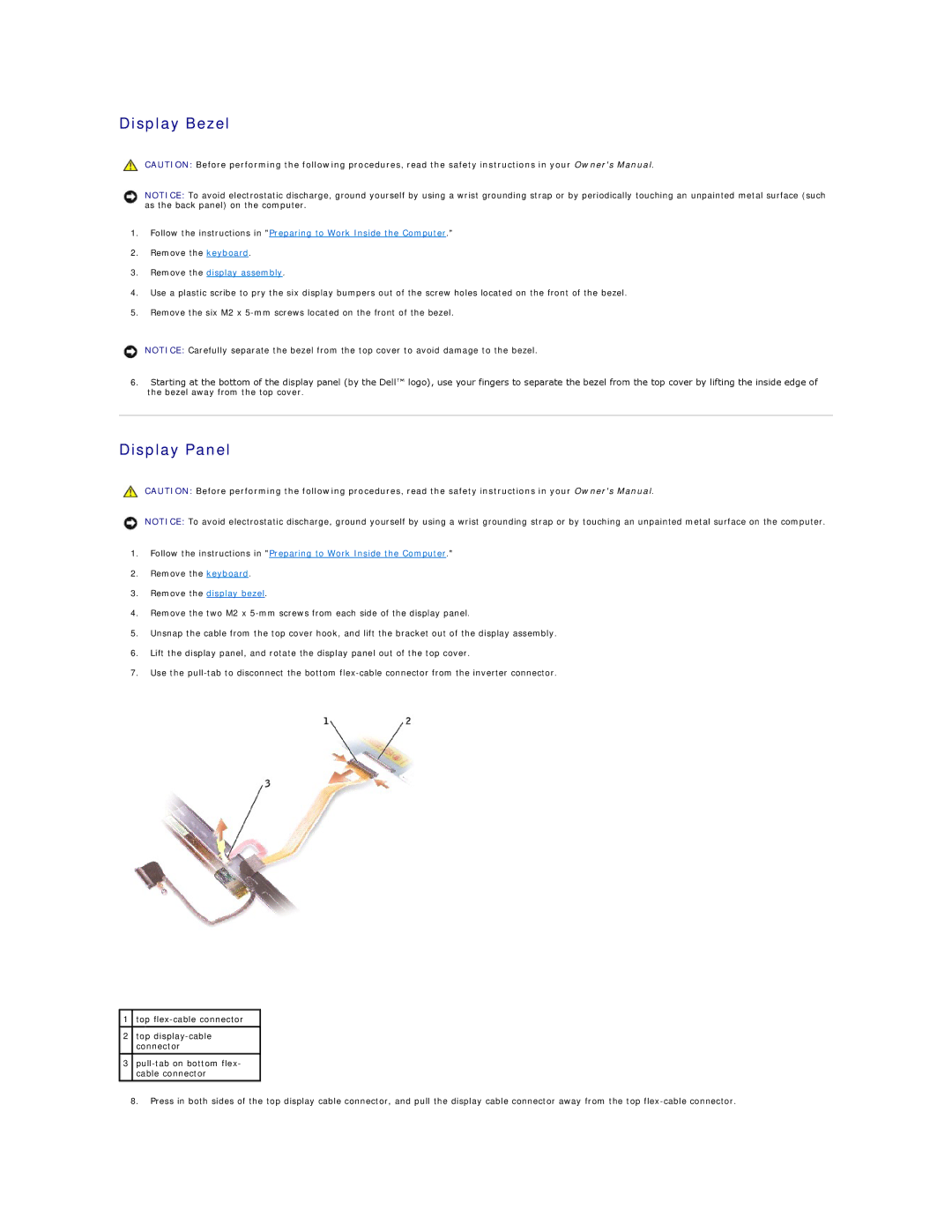 Dell 600m manual Display Bezel, Display Panel 