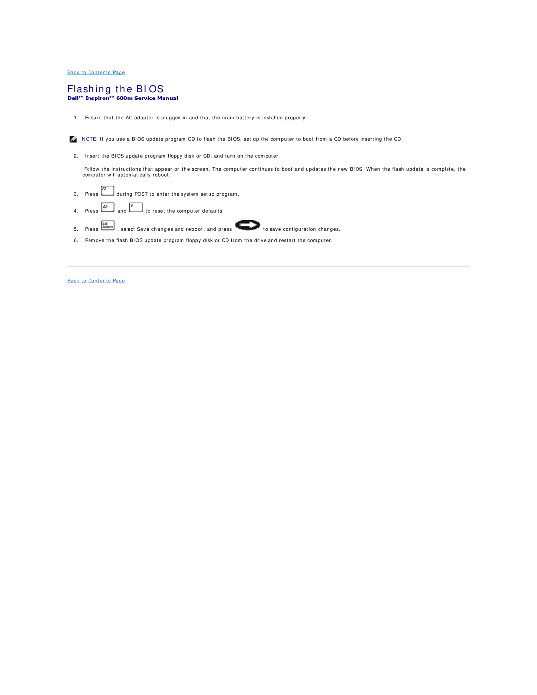 Dell 600m manual Flashing the Bios 