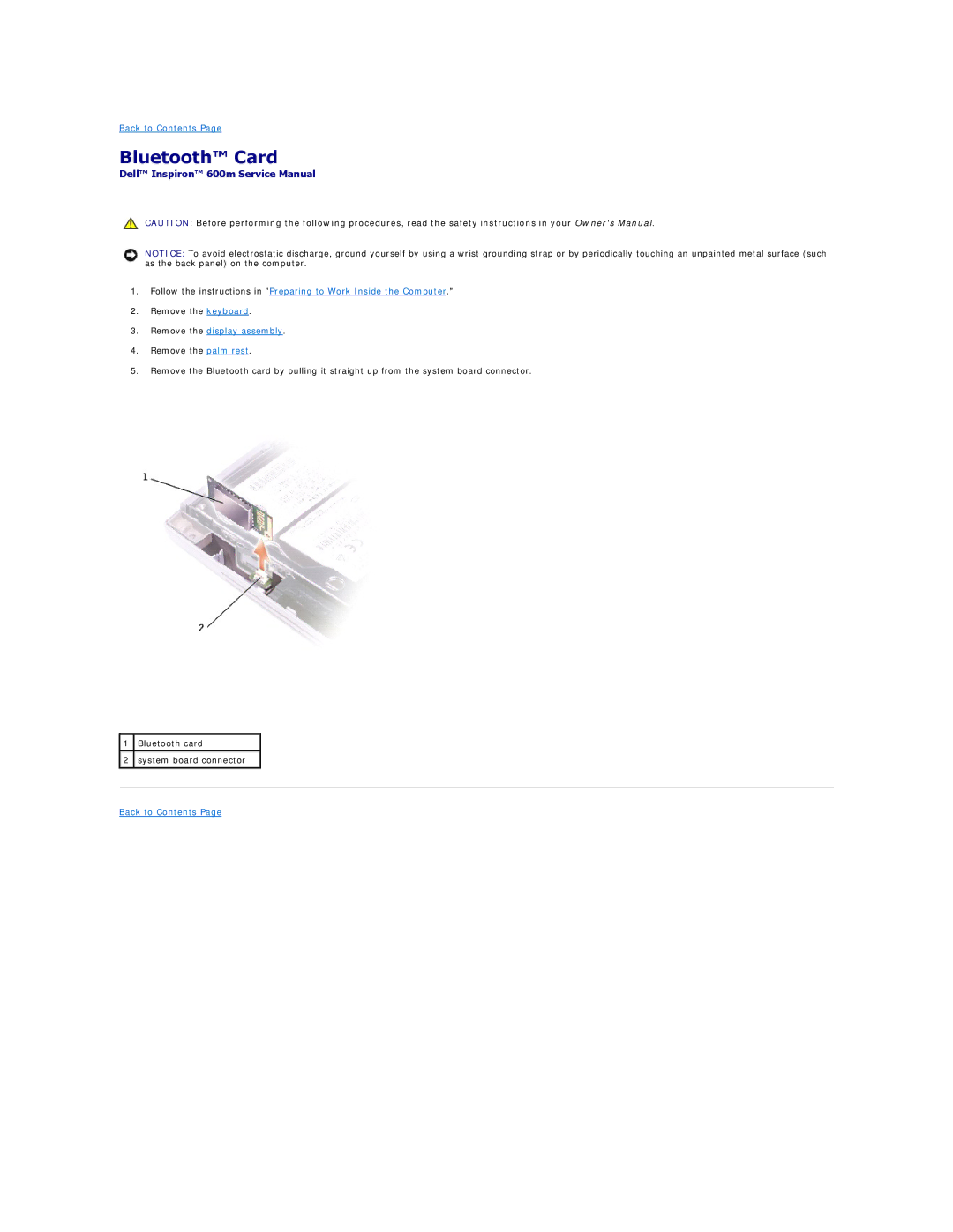 Dell 600m manual Bluetooth Card, Remove the display assembly 