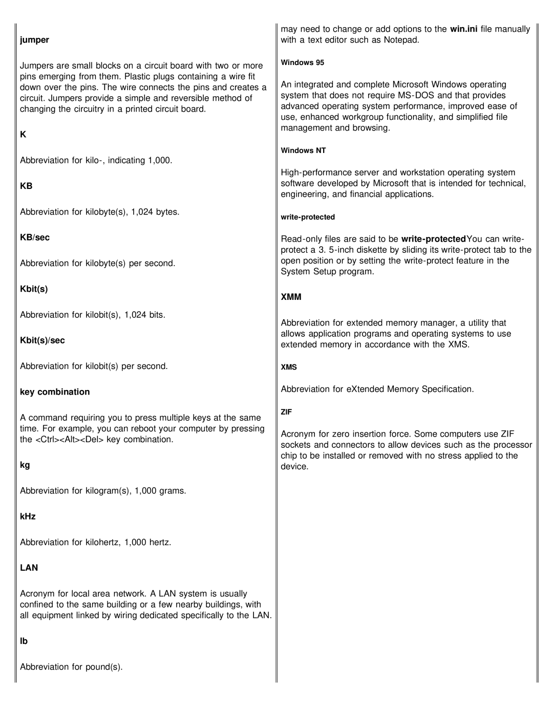 Dell 610 technical specifications Lan, Xmm 