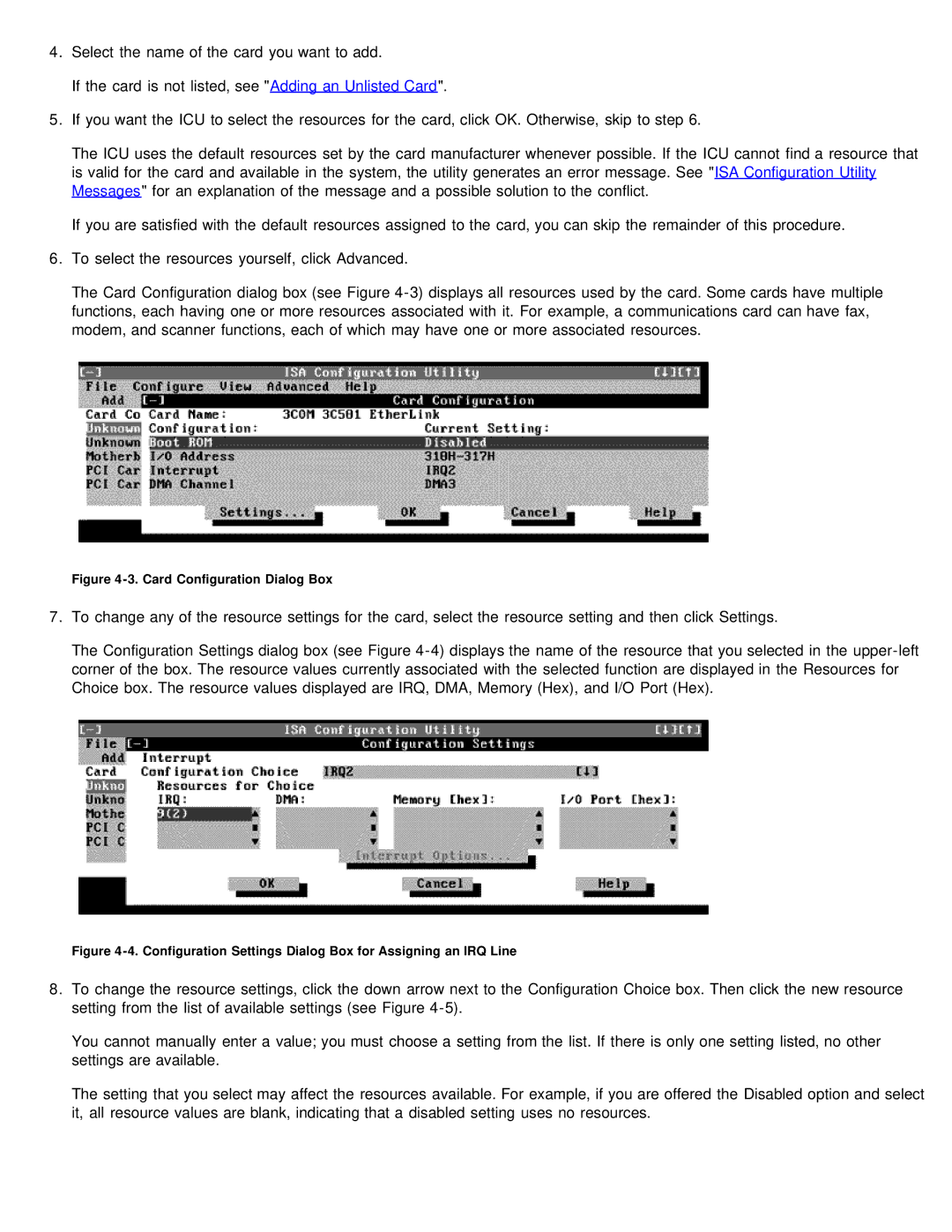 Dell 610 technical specifications Card Configuration Dialog Box 