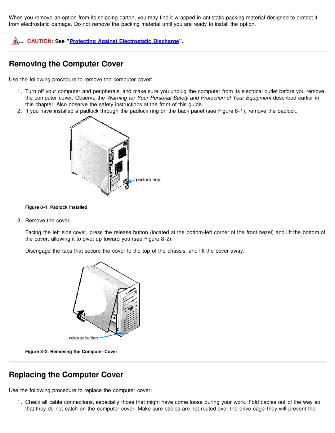 Dell 610 technical specifications Removing the Computer Cover, Replacing the Computer Cover 