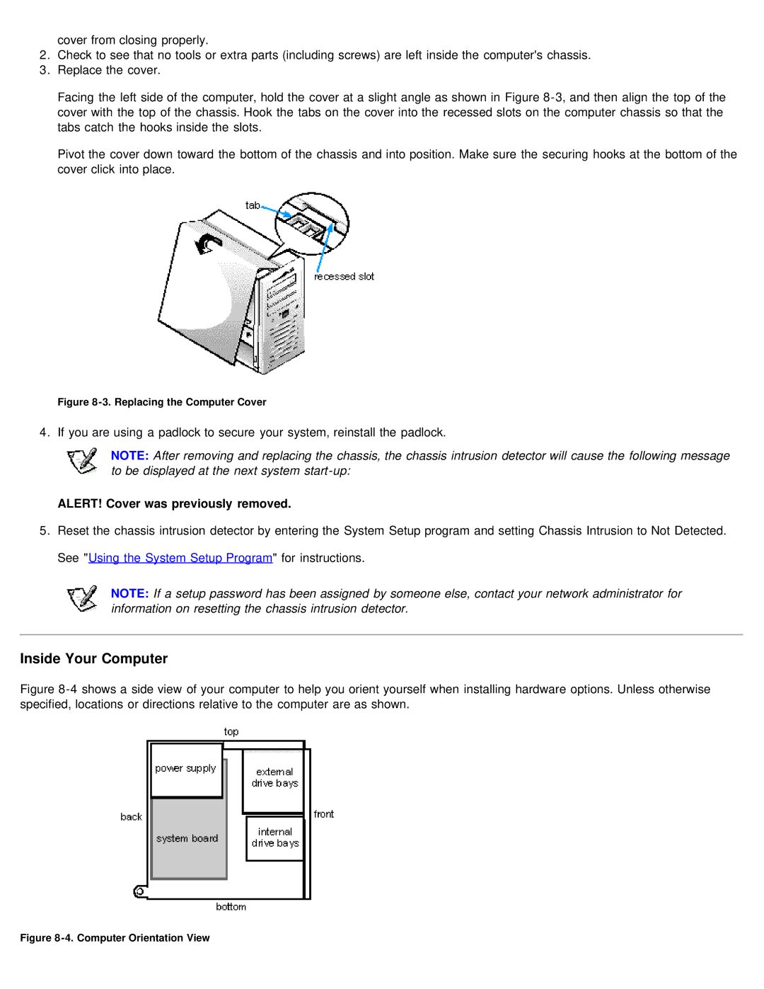 Dell 610 technical specifications Inside Your Computer, Replacing the Computer Cover 