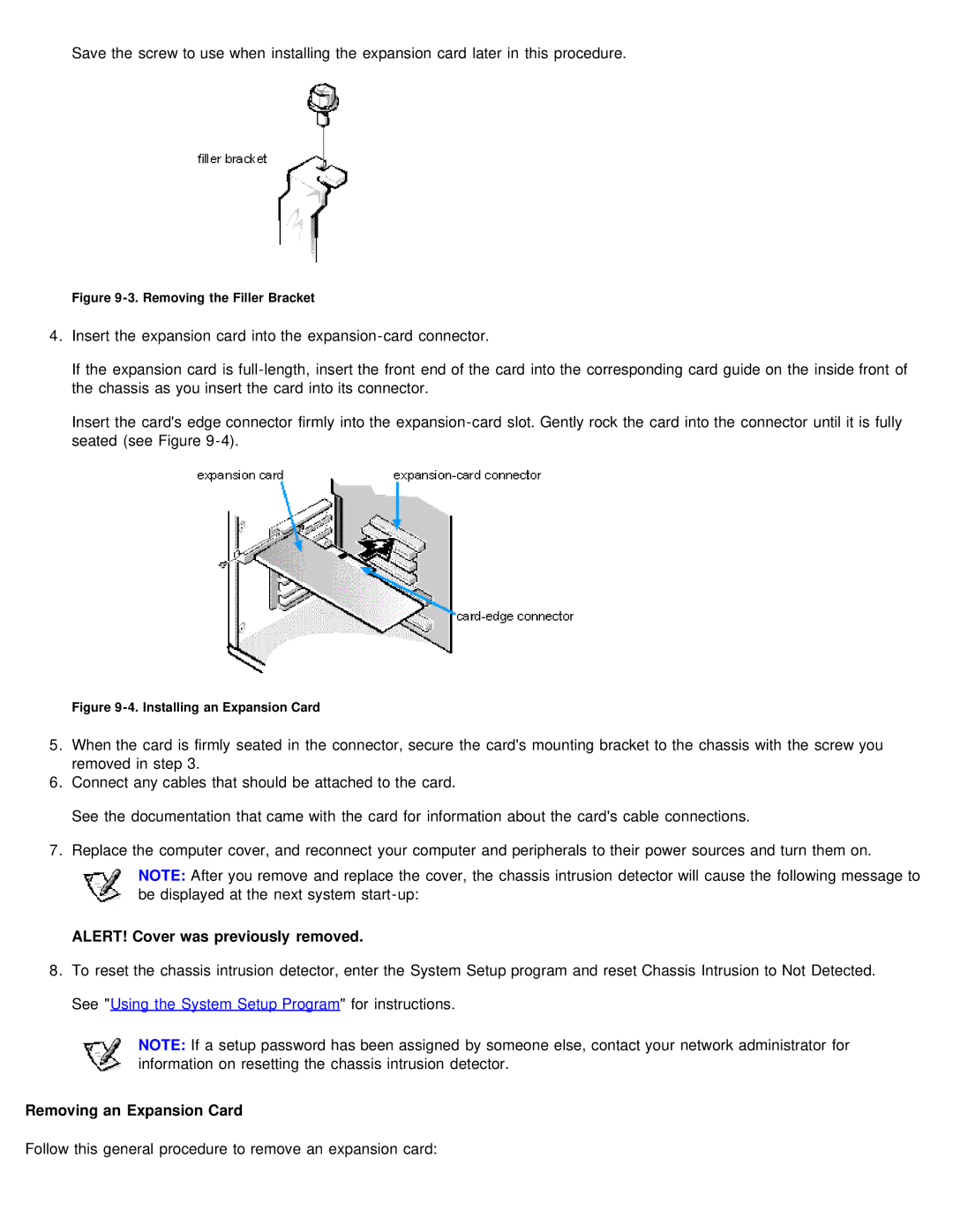 Dell 610 technical specifications Removing an Expansion Card, Removing the Filler Bracket 